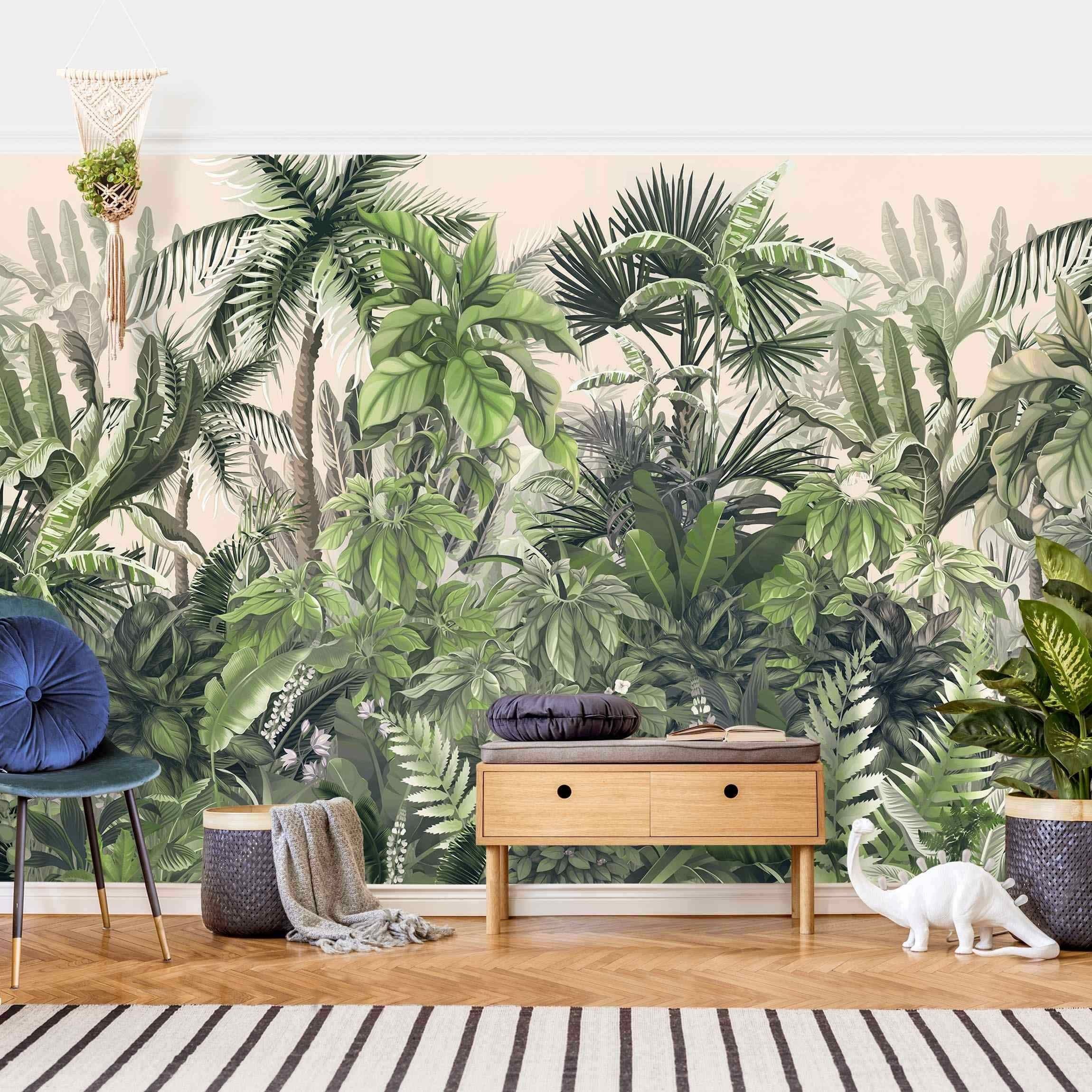 Bilderdepot24 Fototapete Wald Dschungelpflanzen Grün Natur Landschaft Waldtapete Bäume, Glatt, Matt, (Vliestapete inkl. Kleister oder selbstklebend), Wohnzimmer Schlafzimmer Küche Flur Motivtapete Vliestapete Wandtapete