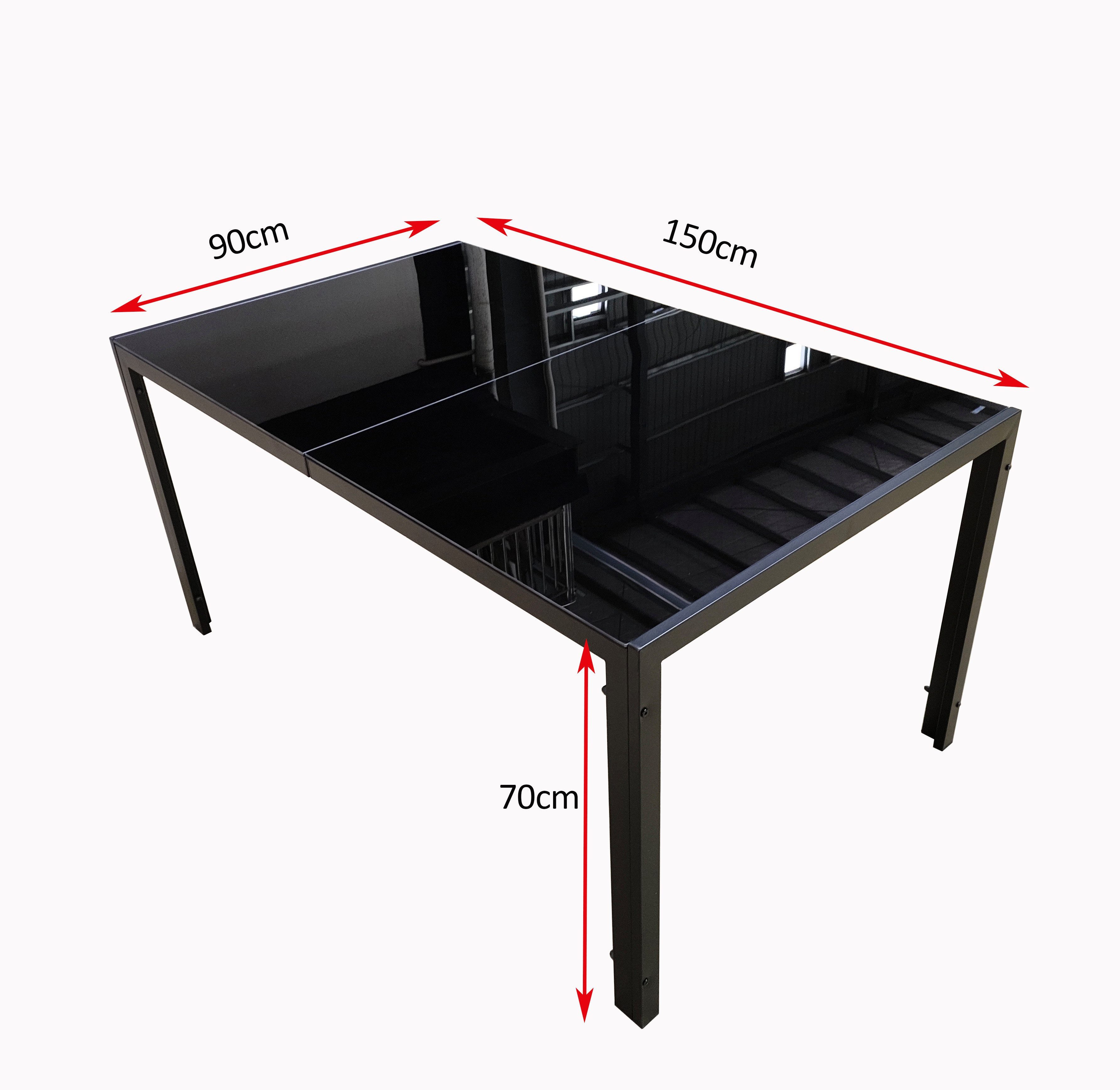 BruKa Gartentisch Sitzgruppe POETTO 4 Personen Aluminium Gartenmöbel Tisch, Stühle Terrasse Stuhl