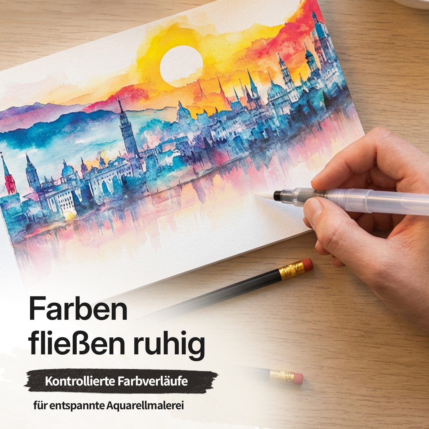 Belmique Aquarellpapier Aquarell Block mit rauer & glatter Oberfläche 300 g/m², inkl. Zubehör und Videokurs – Bild 4 von 5