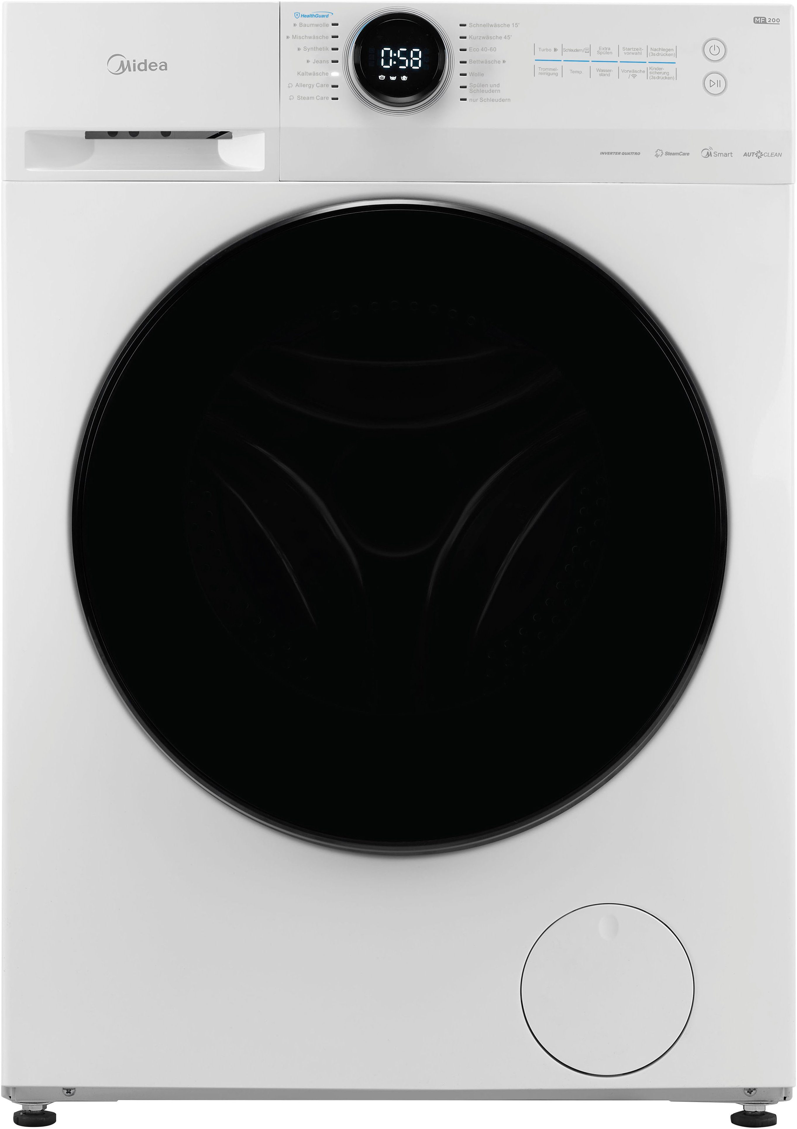 Midea Waschmaschine MF200W100WB-14A, 10 kg, 1400 U/min