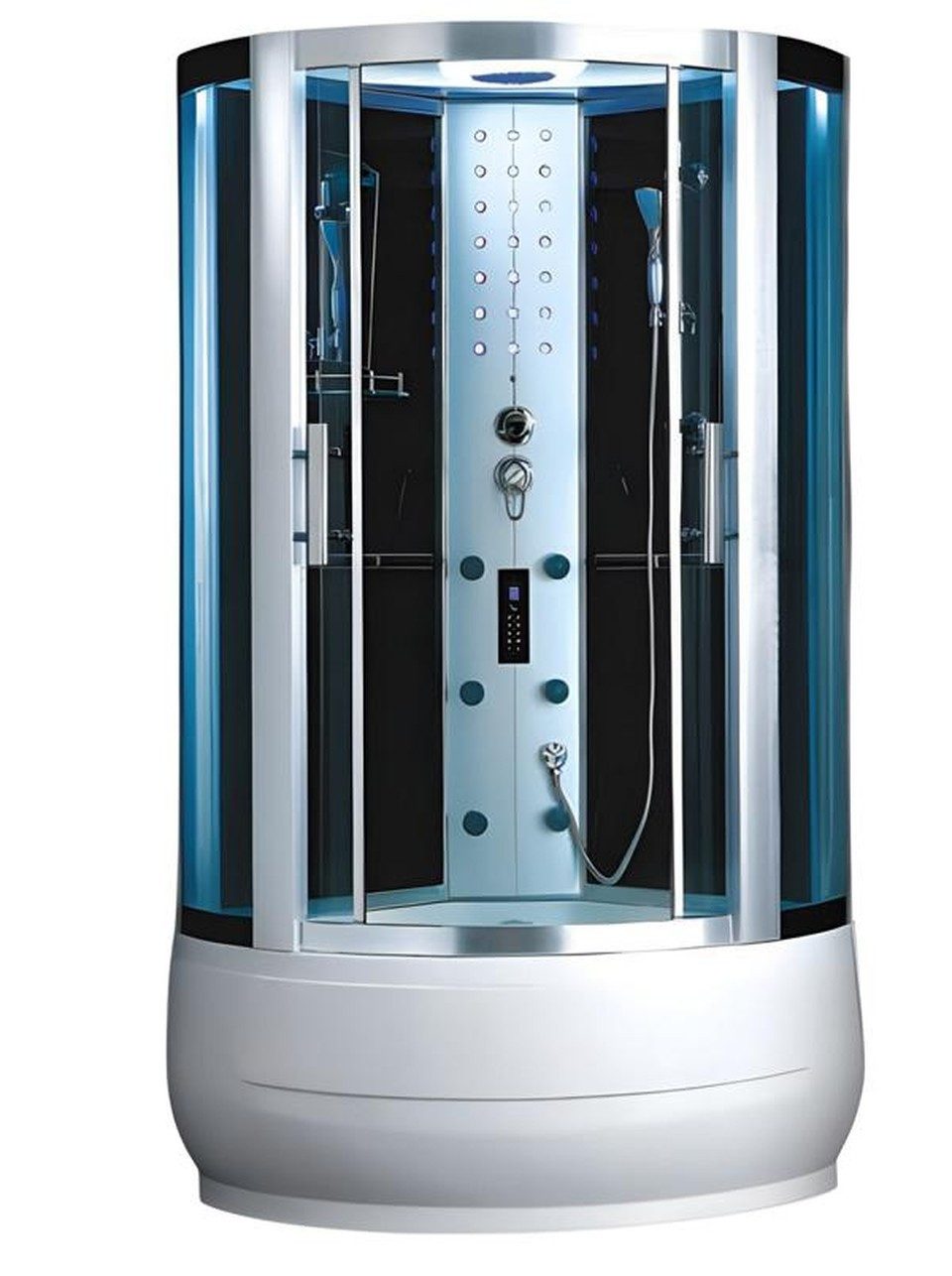 Xlmoebel Eckdusche XLMOEBEL Duschkabine aus Acryl und Glas mit LED-Beleuchtung, BxT: 98x98 cm, 1-tlg., Duschkabine mit LED-Beleuchtung, Made in Europa