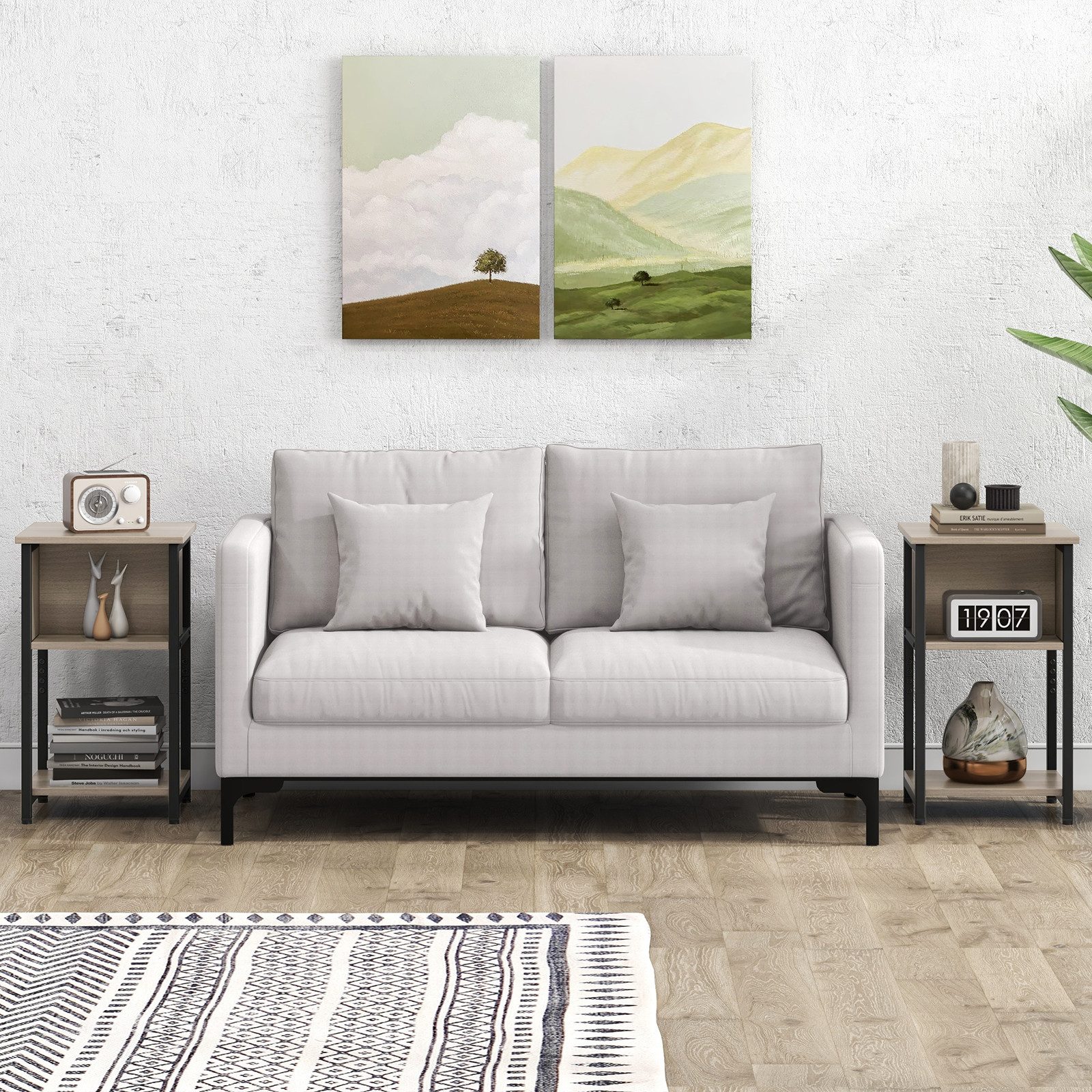 COSTWAY Nachttisch (2-St), mit Ablage & verstellbaren Fußpolstern, 34 x 30 günstig online kaufen