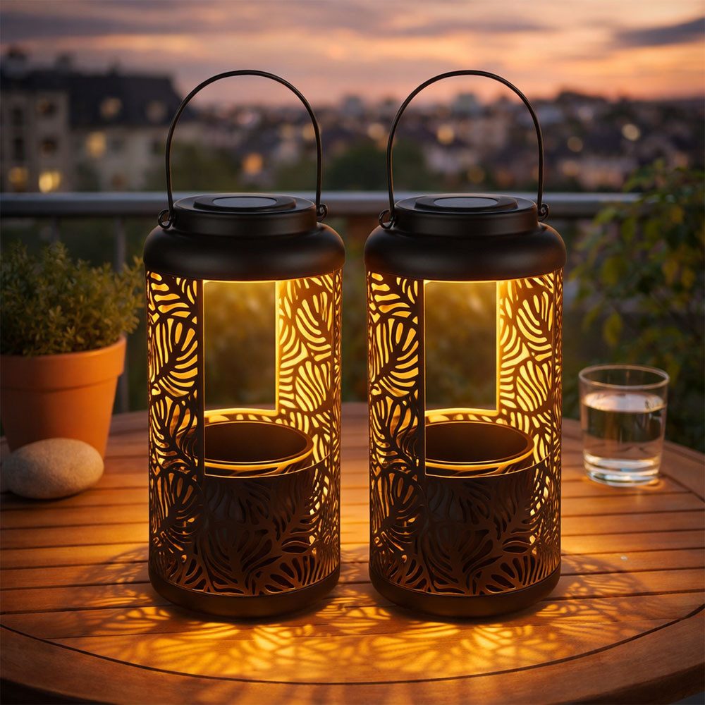 GLOBO LIGHTING LED Solarleuchte, LED-Leuchtmittel fest verbaut, Warmweiß, Gartendeko Solar Dekoration für Garten Hängende 2er Set