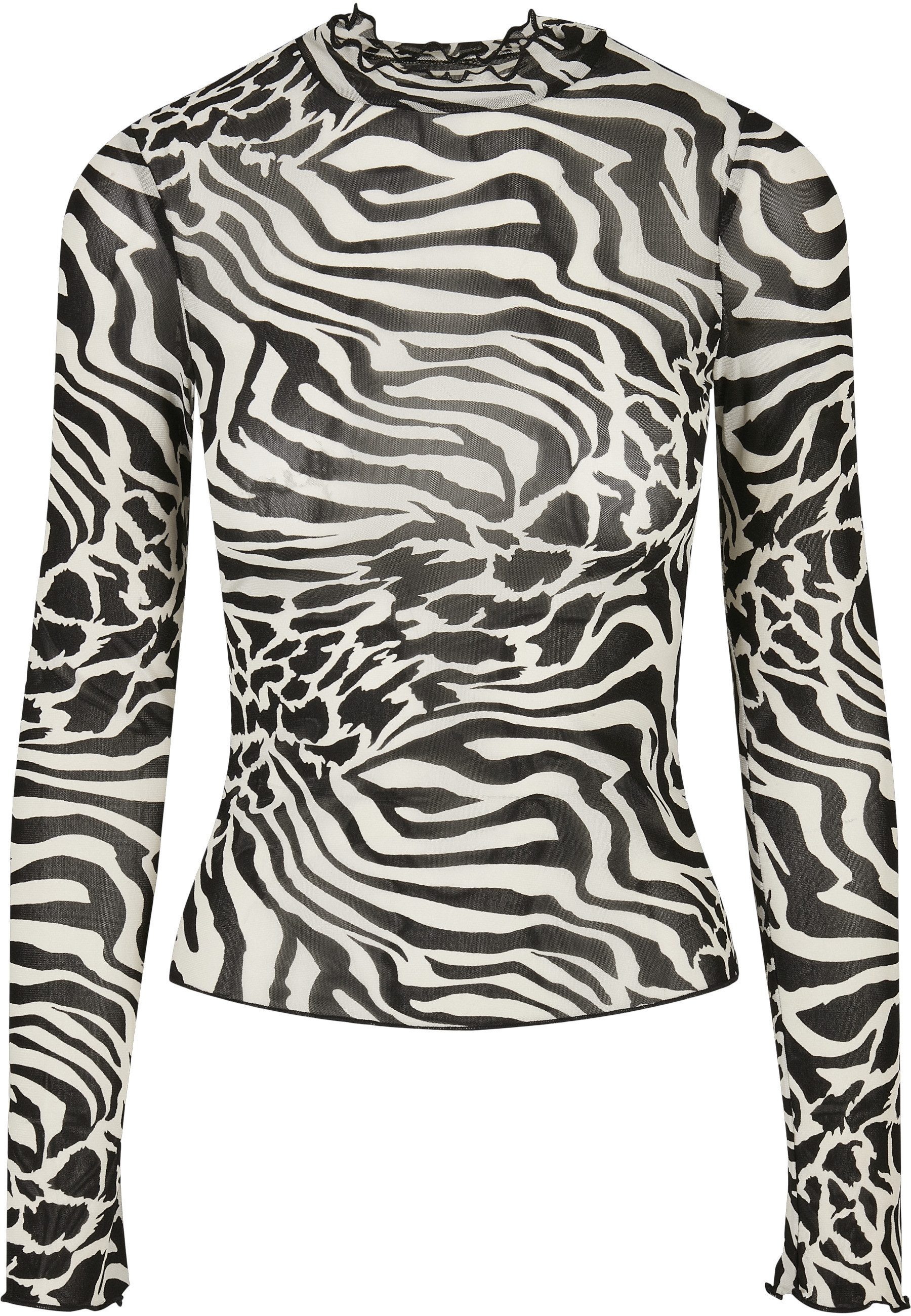 URBAN CLASSICS Langarmshirt Urban Classics Damen Ladies AOP Mesh Turtleneck günstig online kaufen