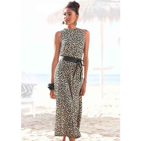 LASCANA Jerseykleid mit Alloverdruck, Midikleid, hochgeschlossen, sommerlich-elegant