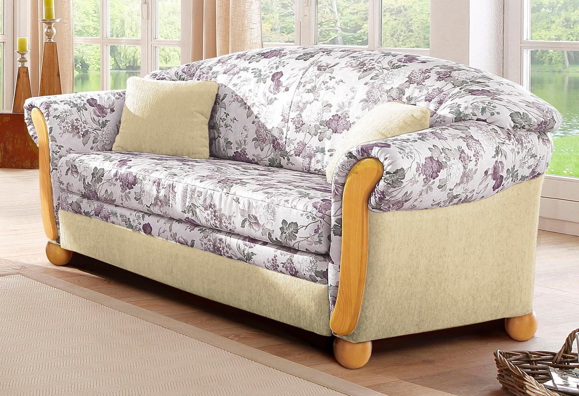 Home affaire 2-Sitzer Milano, Schlafsofa im Landhaus-Stil, bequem, Liegefläche 188/124cm, mit Bettfunktion