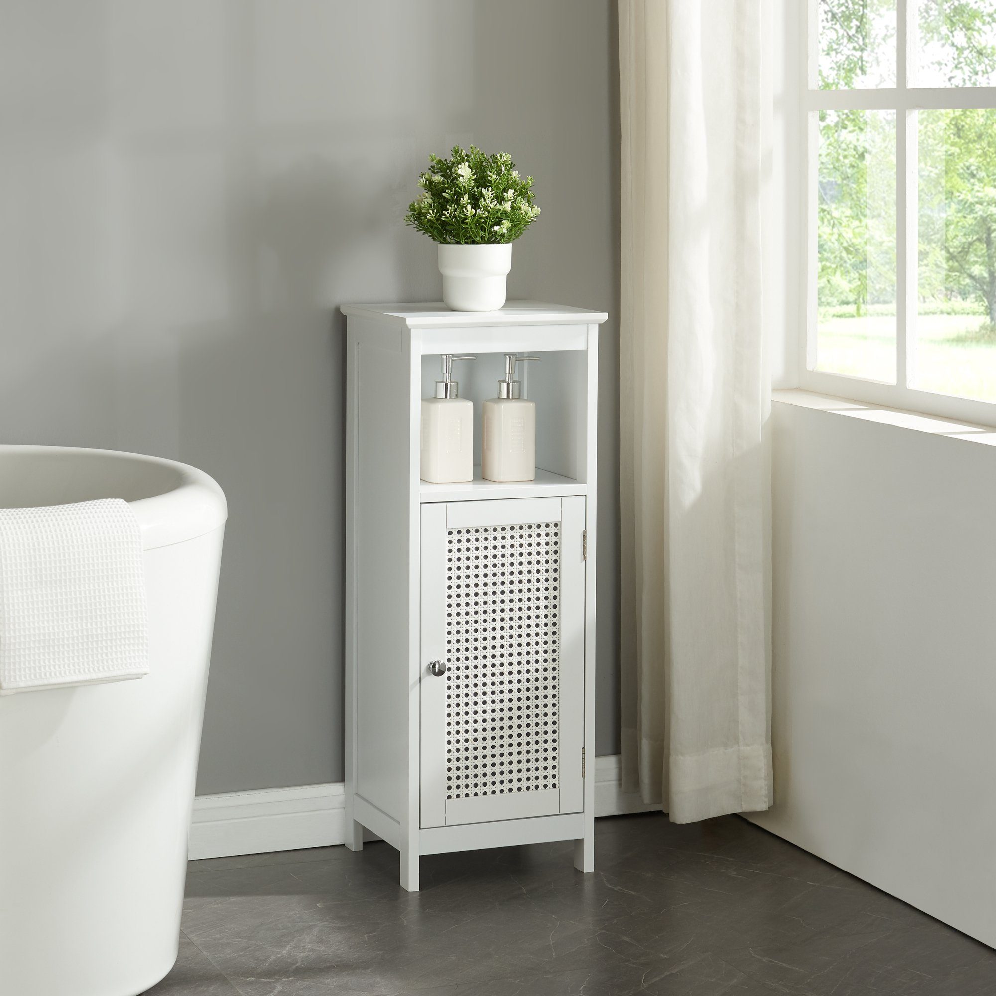 en.casa Midischrank »Karlsøy« Badezimmerschrank Weiß 80x30x28cm günstig online kaufen