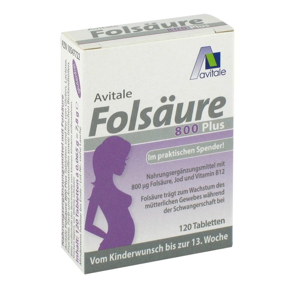 Avitale GmbH FOLSÄURE 800 Plus B12+Jod Tabletten Tabletten, 120 St.