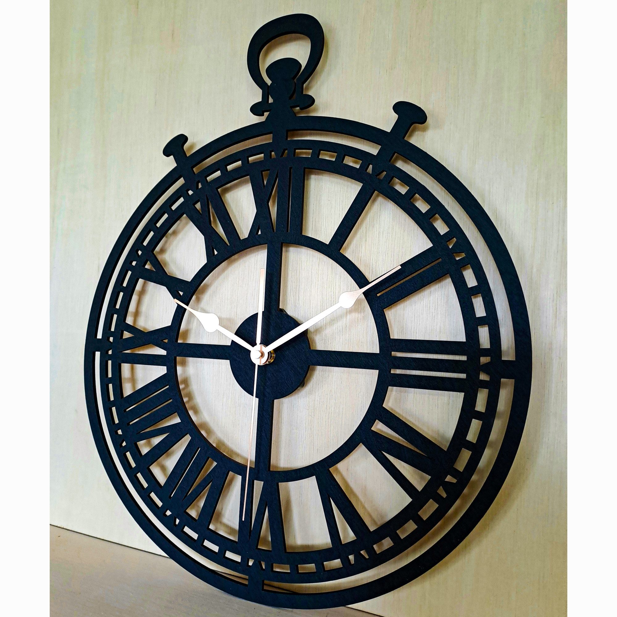 ORNAMENTI Wanduhr Grosse, vintage, hingucker Wanduhr, Holz, römisch, römische Ziffern (ohne Ticken, Wanddeko, Holzdeko, 3 Größen 40, 50, 60 cm)