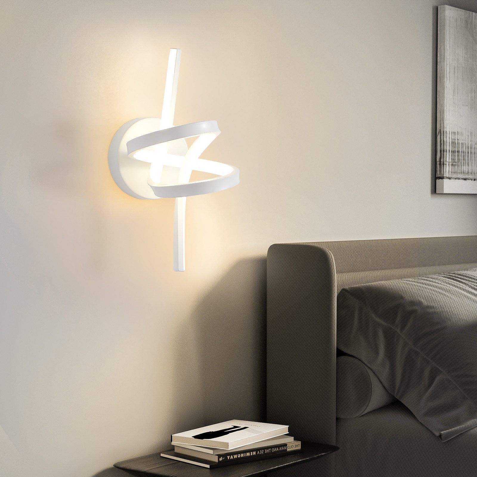 Glitzerlife Wandlampe Led Wandleuchte Innen Weiß - Wand Lampe Für Treppenhaus Flur Wohnzimmer Schlafzimmer Badezimmer 7W Modernes Design Wandleuchten Warmweiß 3000K_voghion.com