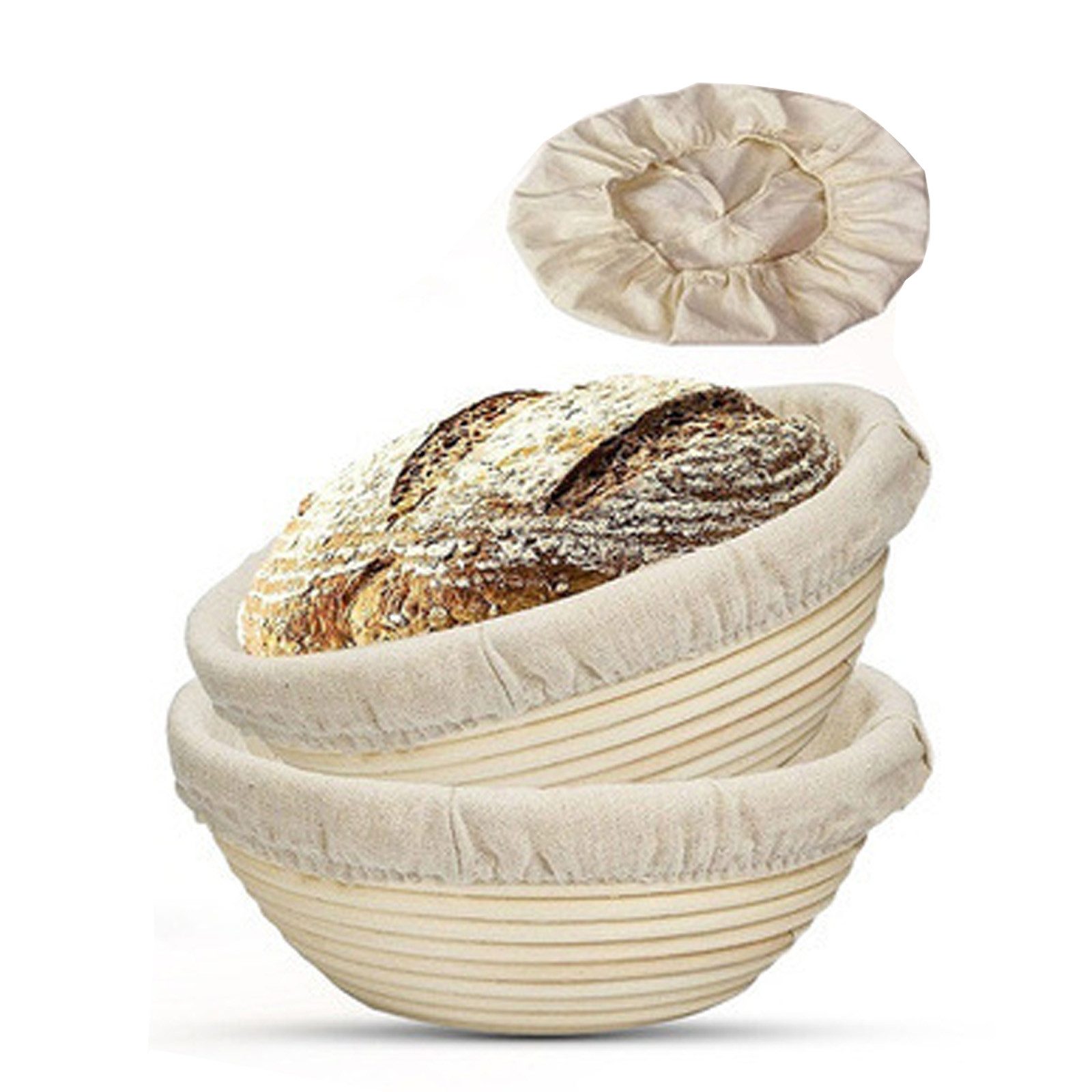 HIBNOPN Gärkorb Bäckerleinen Leinentuch mit Teigschaber für Brot Gärkorb 25cm, (2-tlg)