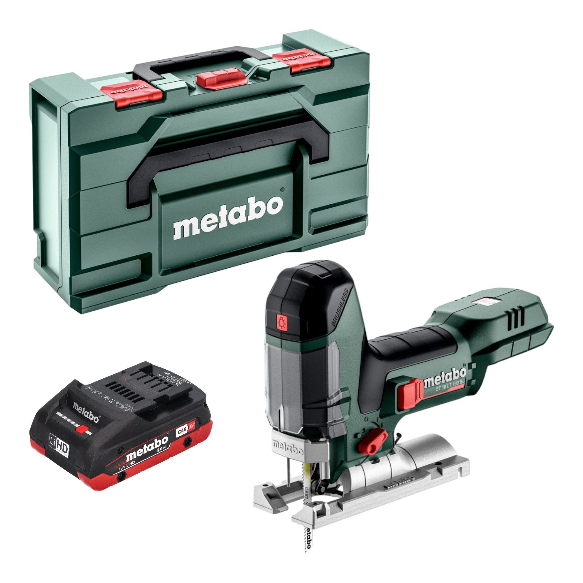 metabo Akku-Stichsäge ST 18 LT 130 BL 18 V 130 mm Brushless + 1x LiHD Akku 4,0 Ah + Metabox