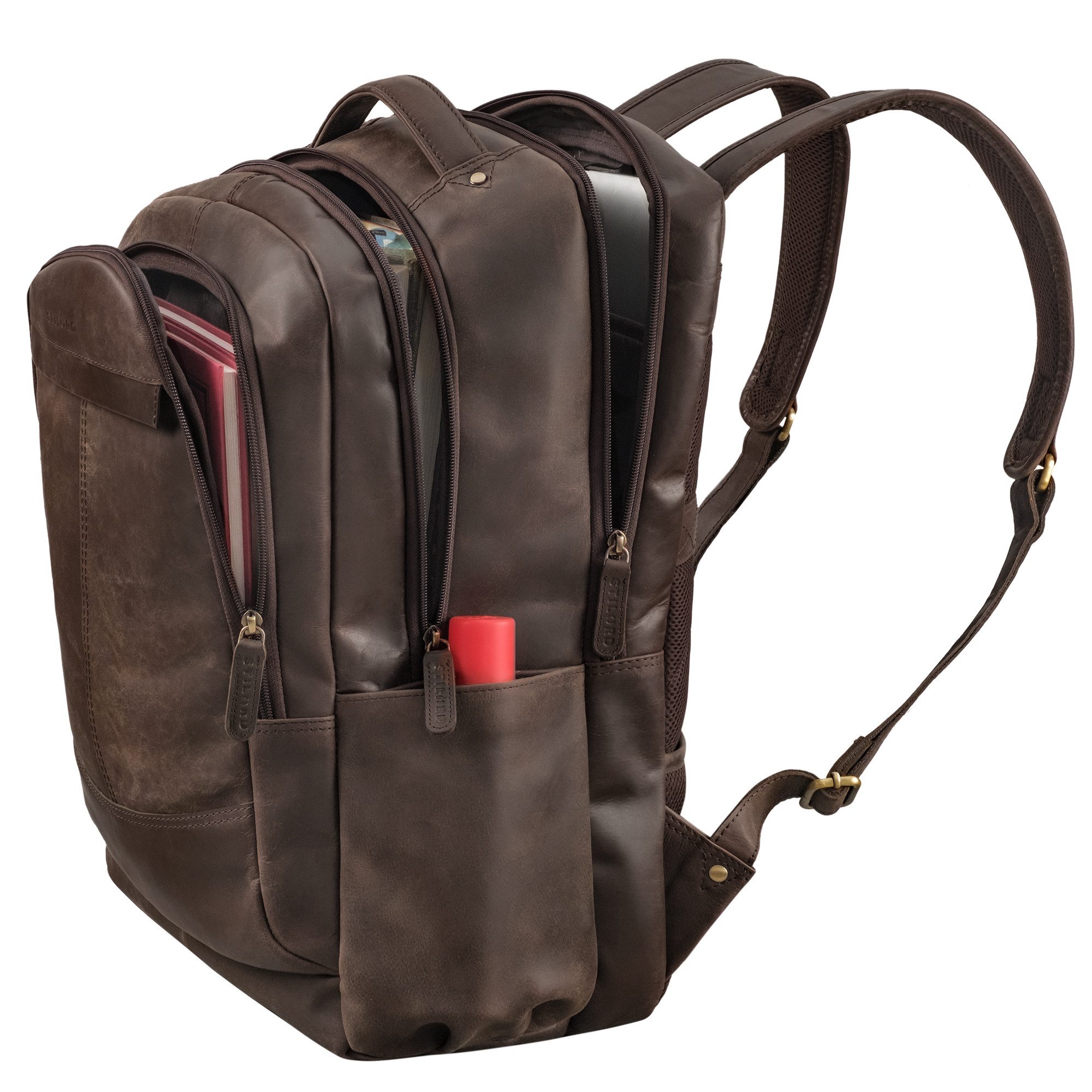STILORD Notebookrucksack "Maxim" Premium XL Business Rucksack Leder mit Laptopfach 17 - 19 Zoll