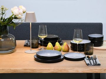 CreaTable Teller-Set Nordic Fjord (18-tlg), 6 Personen, Steinzeug, je 6 Speiseteller 26 cm, Suppenteller 22,5 cm, Dessertteller 19,5 cm