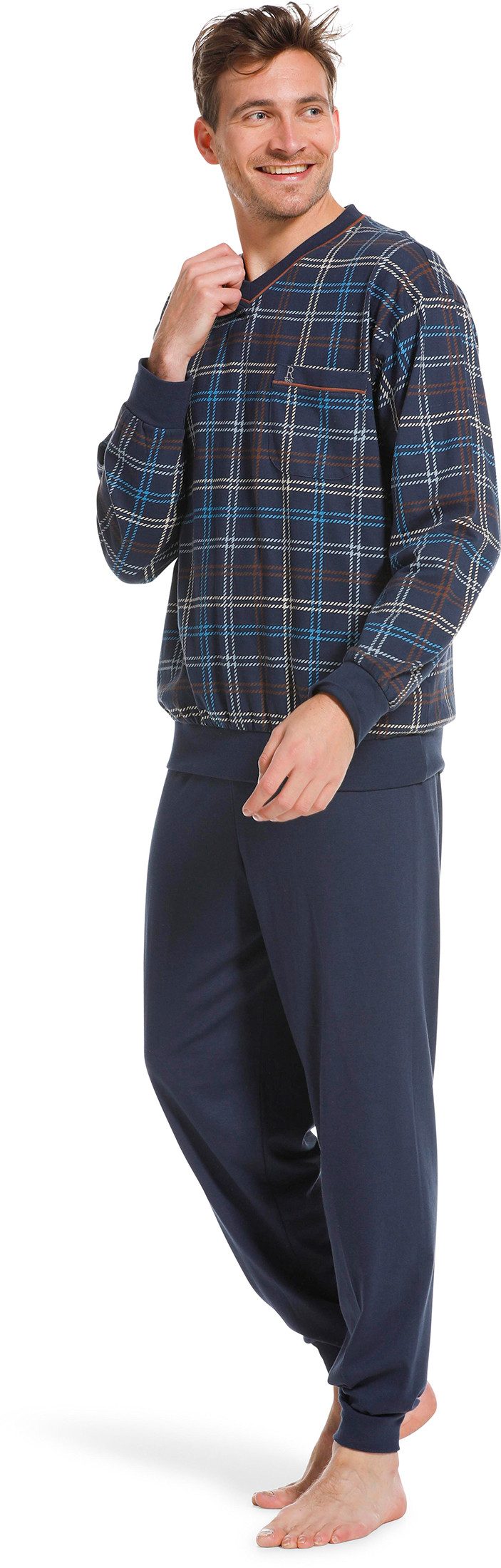 Robson Schlafanzug Herren Pyjama mit Bündchen (2 tlg) Baumwolle