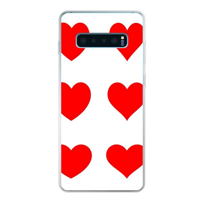 MuchoWow Handyhülle Eine Illustration mit neun roten Herzen Phone Case Handyhülle Samsung Galaxy S10 Lite Silikon Schutzhülle