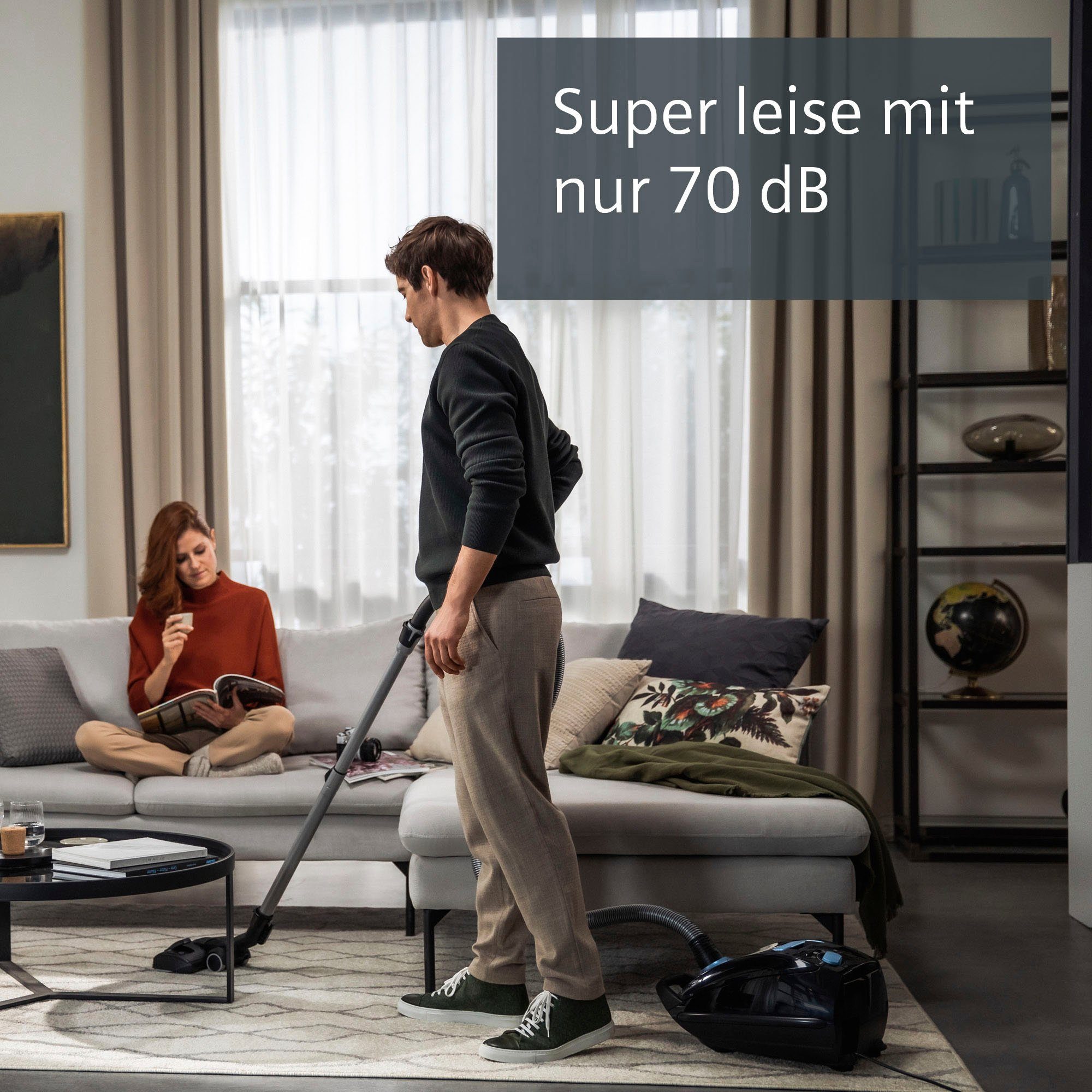 SIEMENS Bodenstaubsauger Q 5.0 extreme silencePower VSQ5X1230, Made in Germany, Hygiene-Filter, 850 W, mit Beutel, hohe Saugkraft, integriertes Zubehör, langes  – Bild 5 von 5