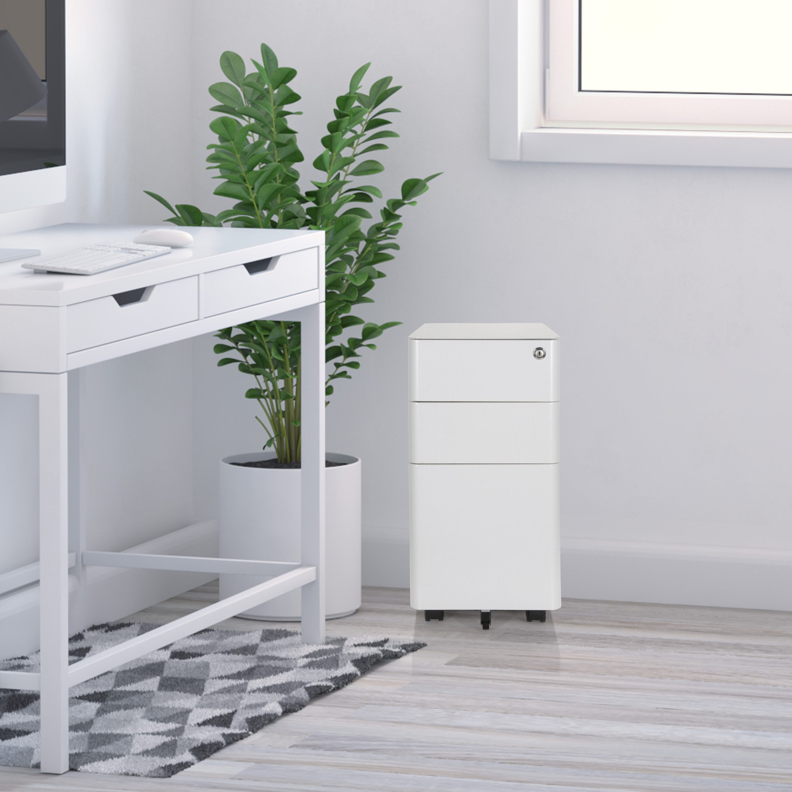 hjh OFFICE Rollcontainer Rollcontainer COLOR I Stahl, Aktenschrank Schreibtisch mit Schubladen, Büro Kommode mit Rollen