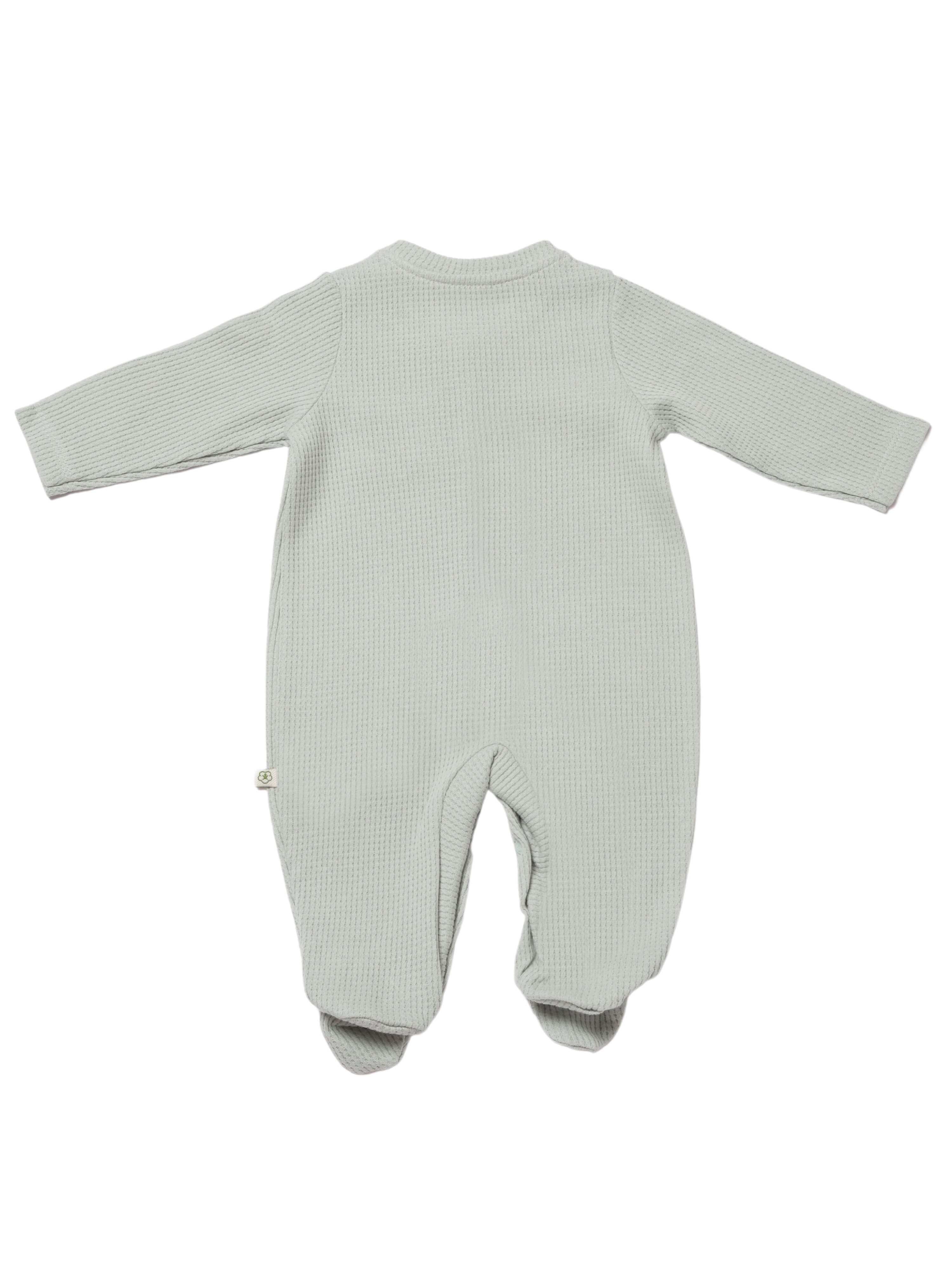 biorganic Strampler Baby Waffle Smile mit Fuß für Jungen und Mädchen Unisex Langarm (1-tlg) geknöpft, 100% Bio-Baumwolle, Waffelstruktur