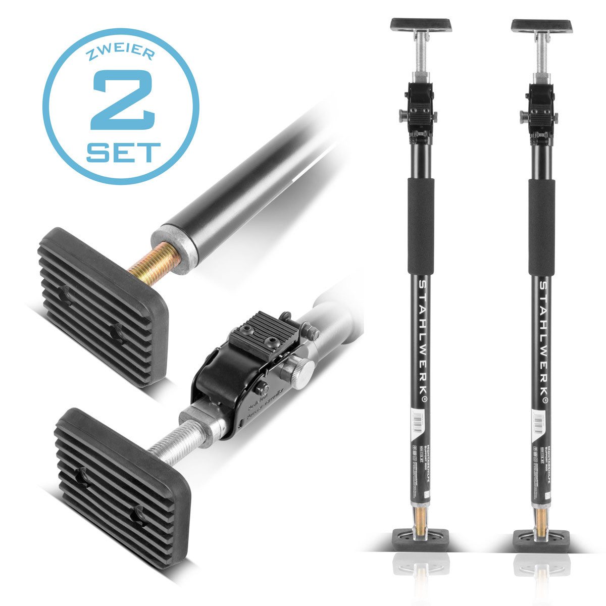 STAHLWERK Stützelement Montagestütze, Baustütze MH-115 ST 2er Set, Packung, 2-St., Set, Spannbereich von +45° bis -45° Grad