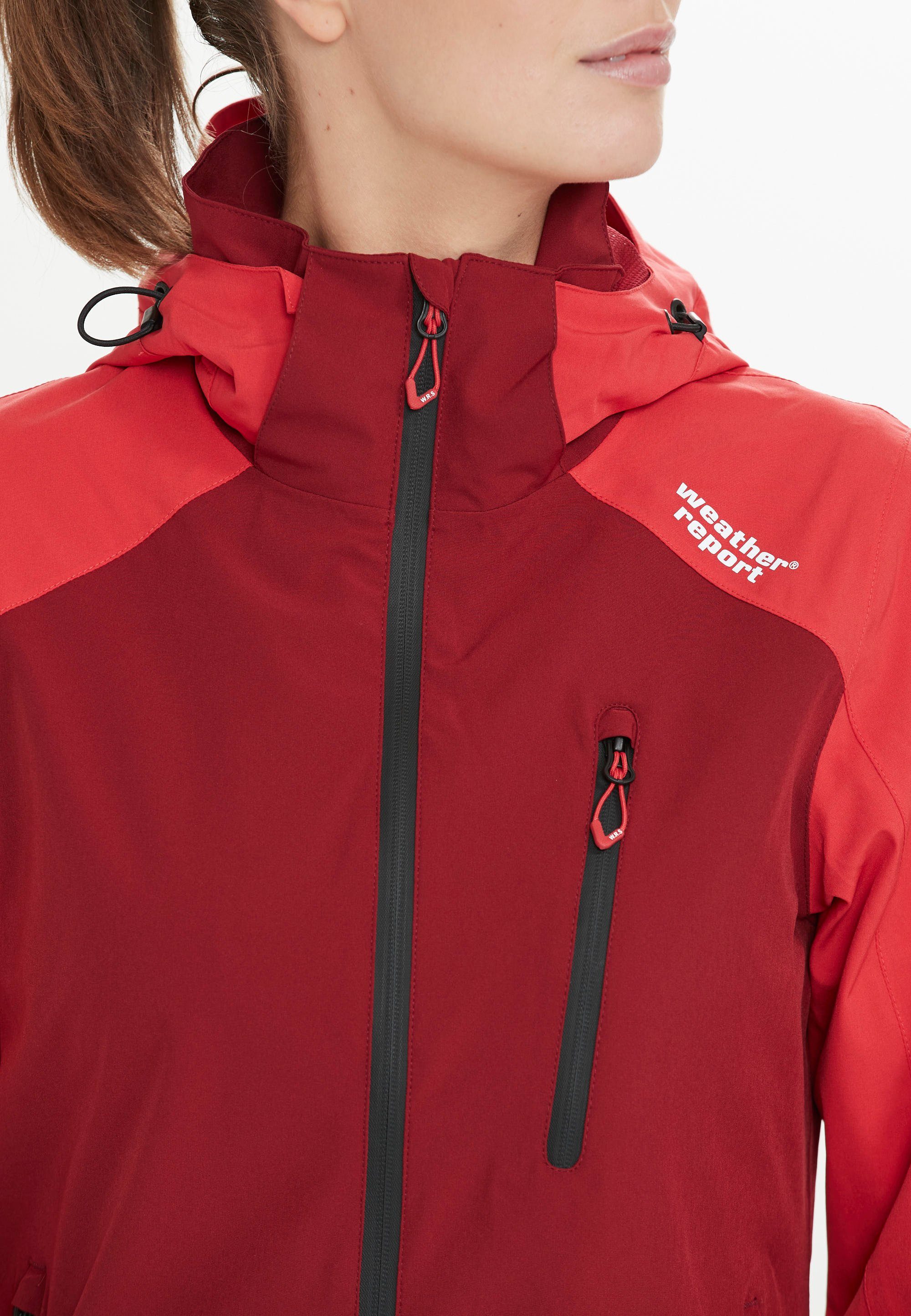 wasserdichter REPORT mit CAMELIA Beschichtung dunkelrot W-PRO15000 Outdoorjacke WEATHER