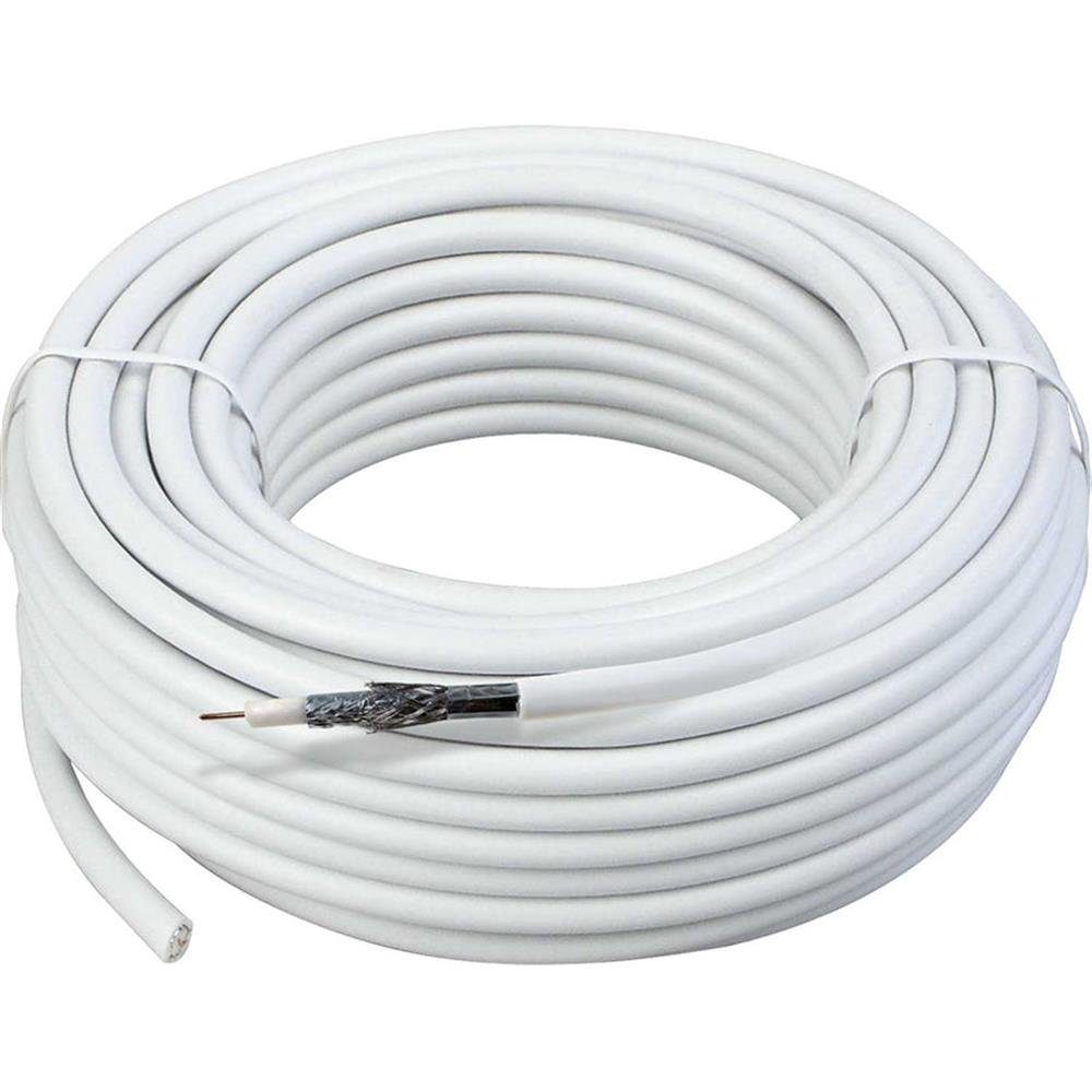 Schwaiger SAT Koaxialkabel (110 dB) SAT-Kabel, 20m, weiß, Satellitenfernsehen, Kabelfernsehen, 3-fach geschirmt