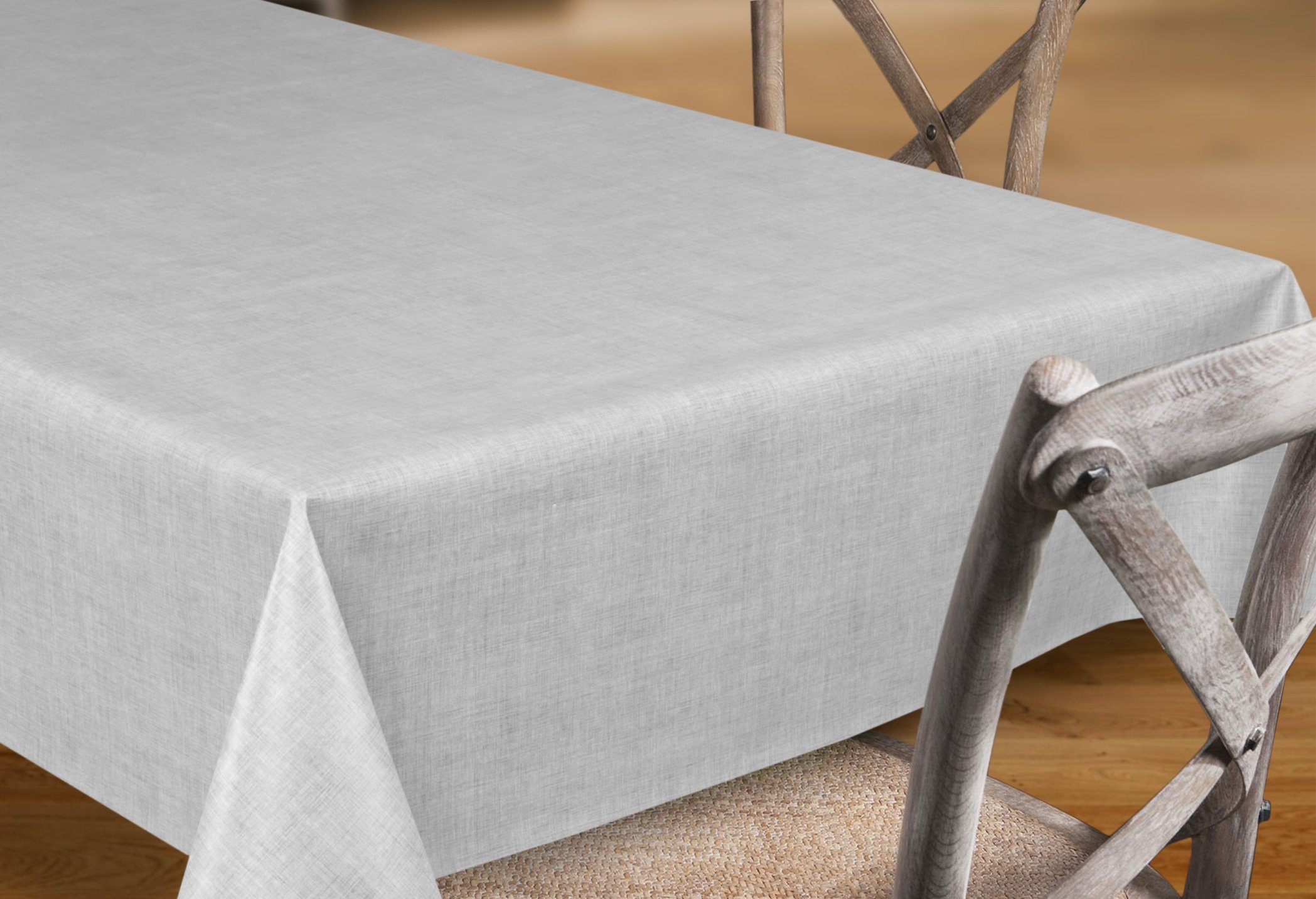Beautex Tischdecke Wachstuchtischdecke Leinen hellgrau, abwaschbar, Garten & Balkon (1-tlg), Wasserundurchlässiger Tischschutz mit versiegelter Oberfläche