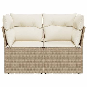 vidaXL Loungesofa Gartensofa mit Kissen 2-Sitzer Beige Poly Rattan