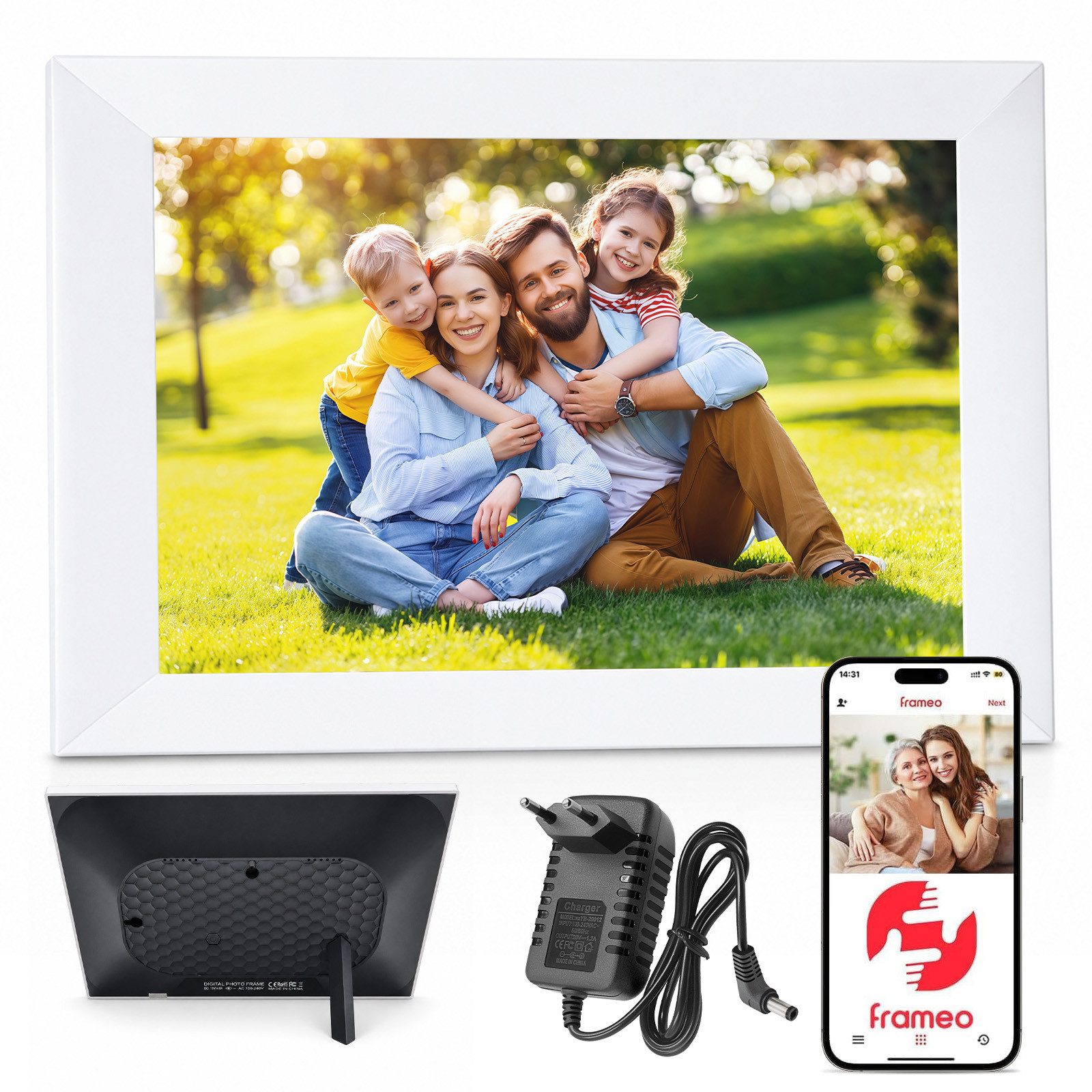 AKKEE 10,1 " Elektronischer Fotorahmen mit WiFi-Fotoübertragung Digitaler Bilderrahmen (1280x800 Pixel, 32 GB, 32GB)