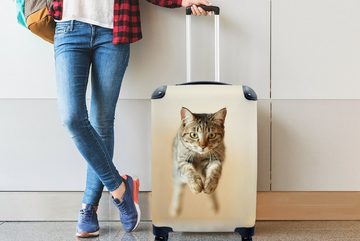 MuchoWow Handgepäckkoffer Katze - Braun - Springen, 4 Rollen, Reisetasche mit rollen, Handgepäck für Ferien, Trolley, Reisekoffer