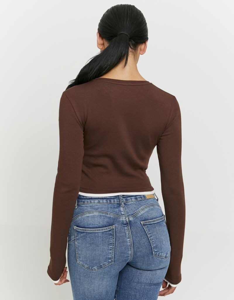 Tally Weijl Langarmshirt STSCOCUFFA Baumwollmischung, Basic Shirt, bauchfre günstig online kaufen