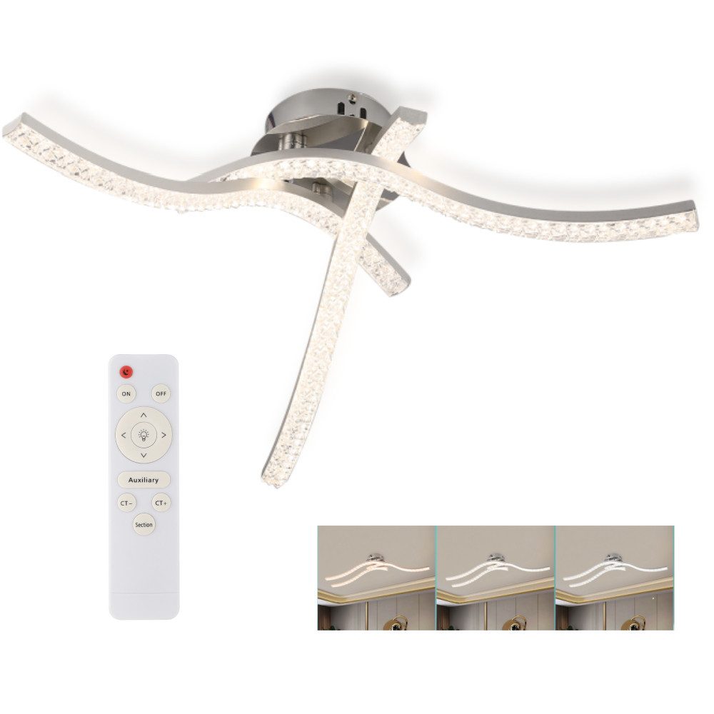 WILGOON Deckenleuchte 36W Kristall LED Deckenlampe,Wellenförmig, günstig online kaufen