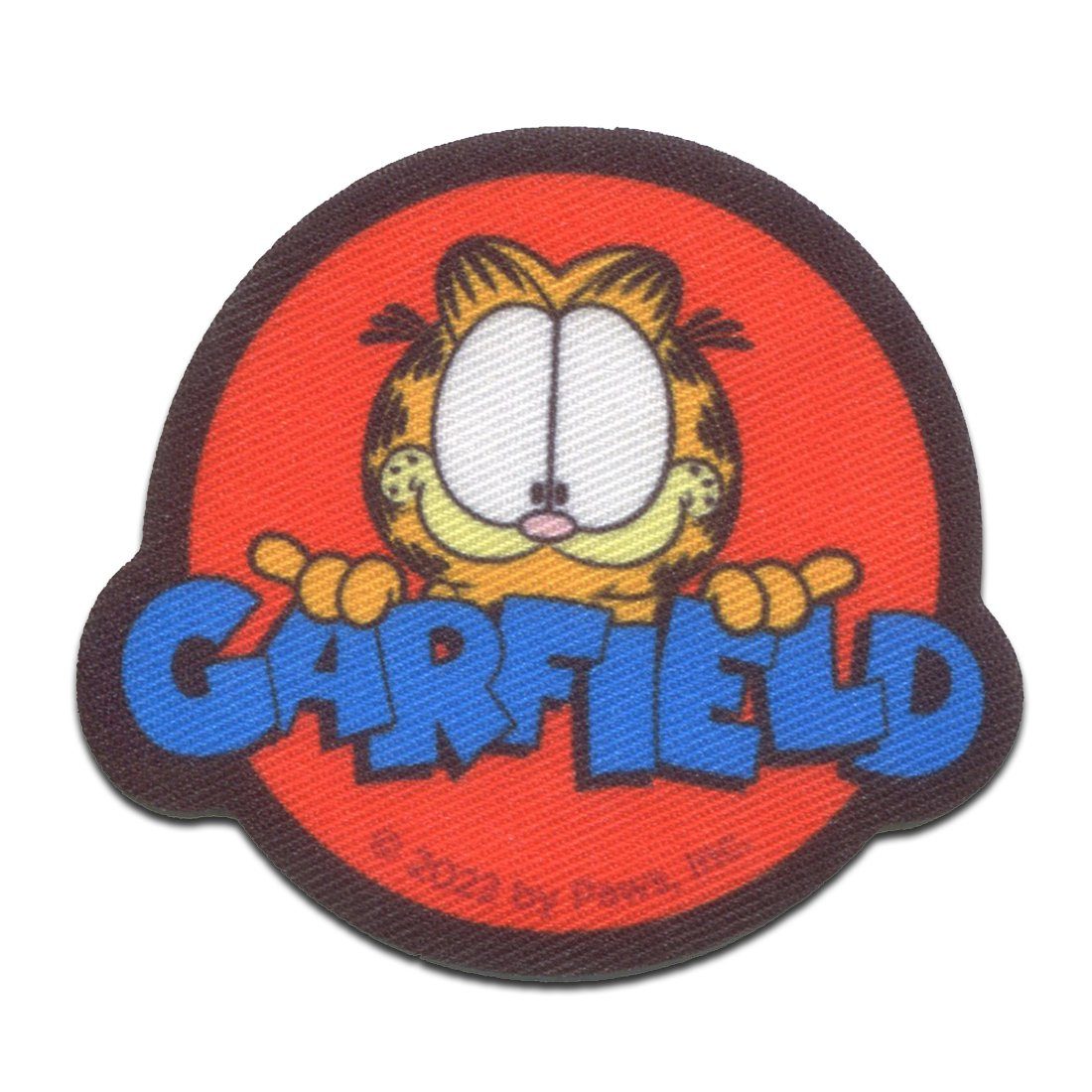 Garfield Aufnäher Bügelbild, Aufbügler, Applikationen, Patches, Flicken, zum aufbügeln, Polyester, Garfield © Logo Comic Katze gedruckt - Größe: 6,8 x 6,2 cm