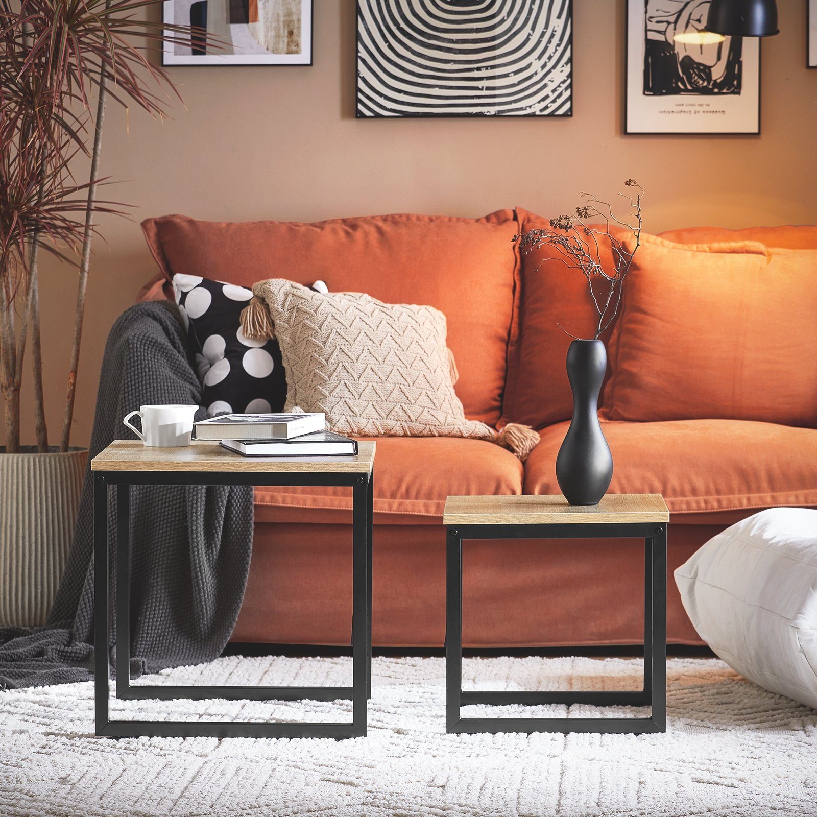 SoBuy Satztisch FBT42, Wohnzimmertisch, Tisch-Set, 2er Set Couchtisch Beist günstig online kaufen