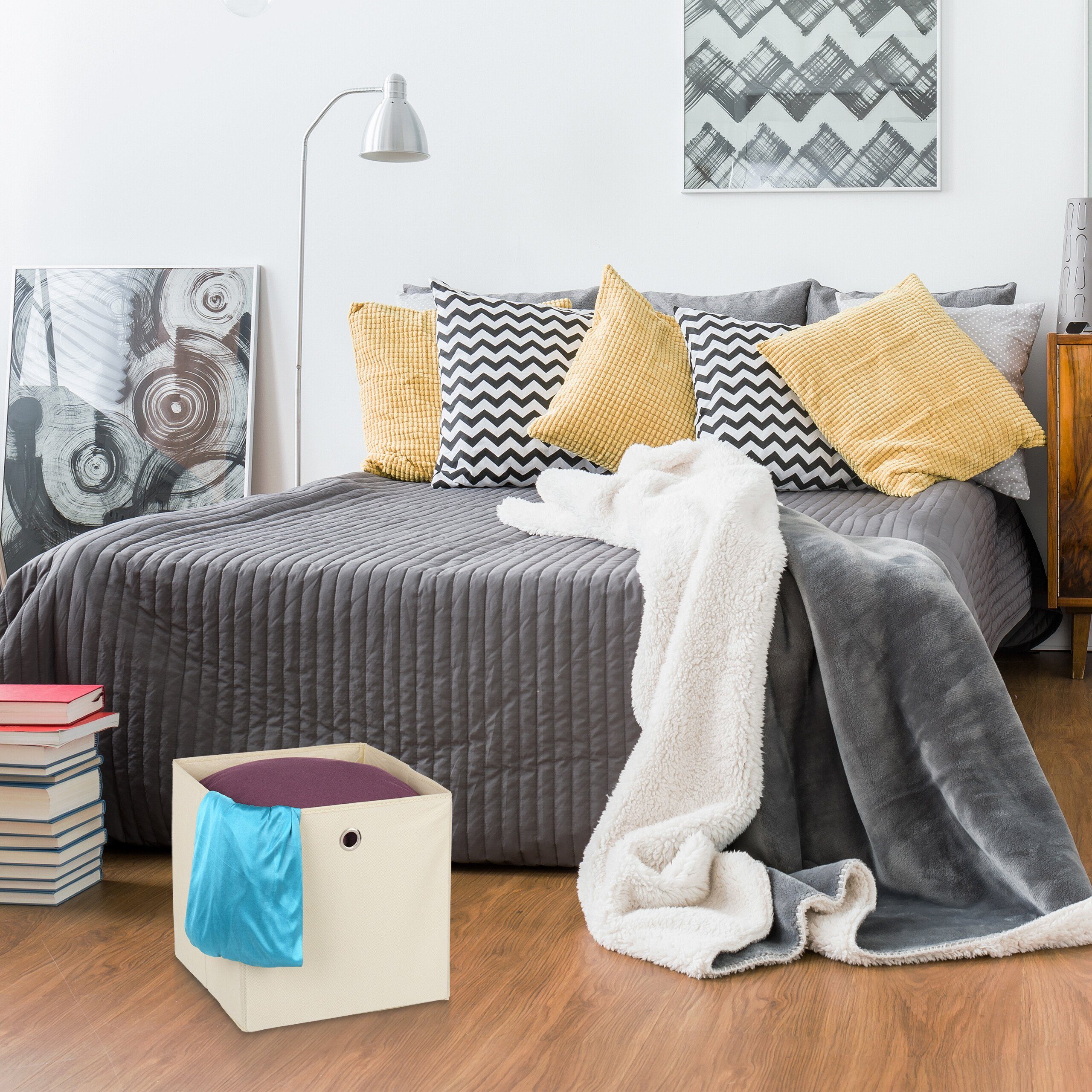 relaxdays Aufbewahrungsbox im 4er Set (4 St), Beige – Bild 5 von 5