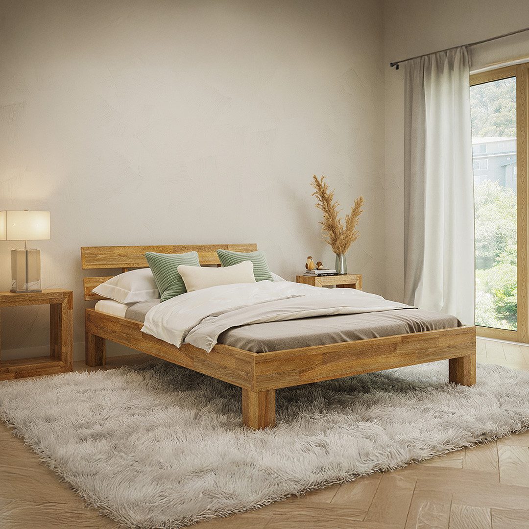 skølm Massivholzbett Floki aus Eiche mit Bettkopf, natur geölt, verfügbar i günstig online kaufen