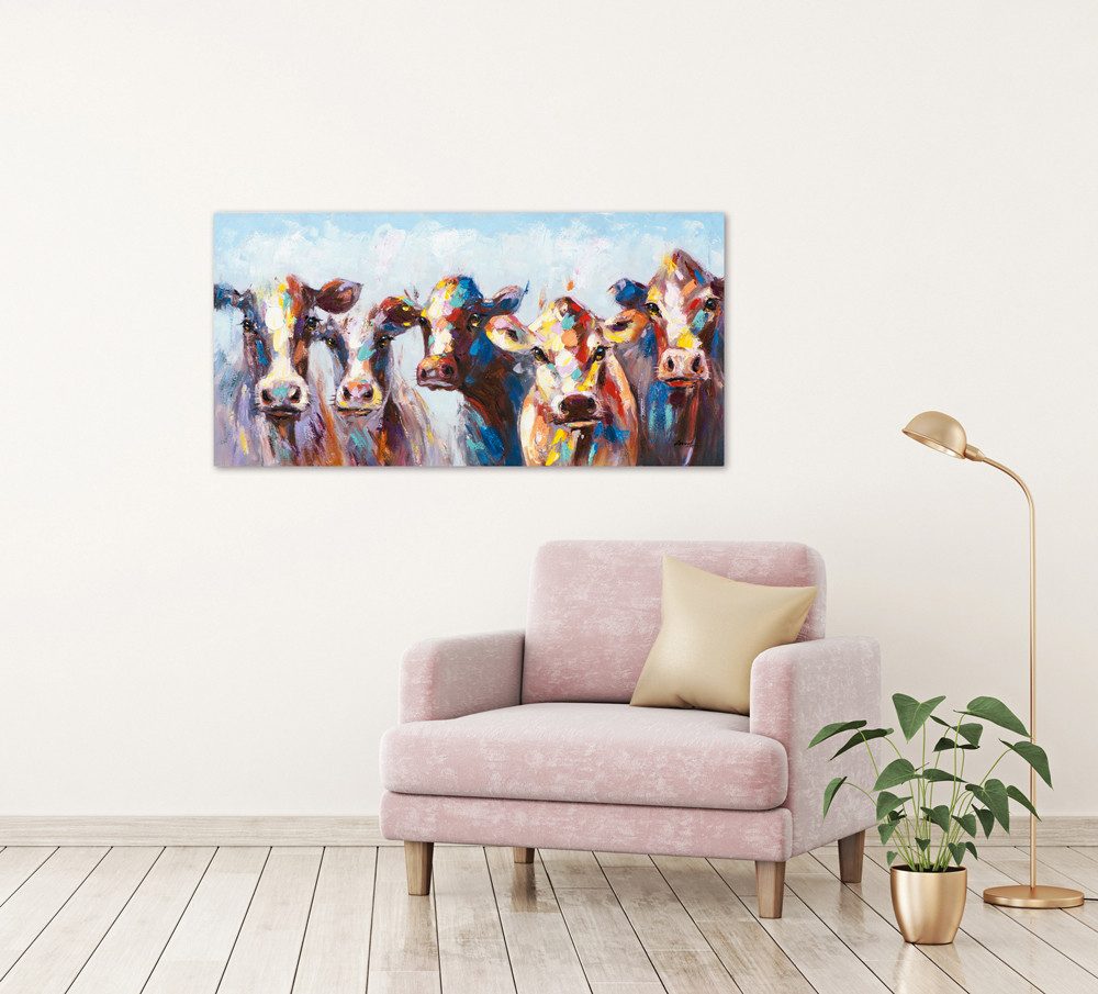 ArtUniverse Gemälde Erstaunte Kühe 50x100 cm, Tiermotiv