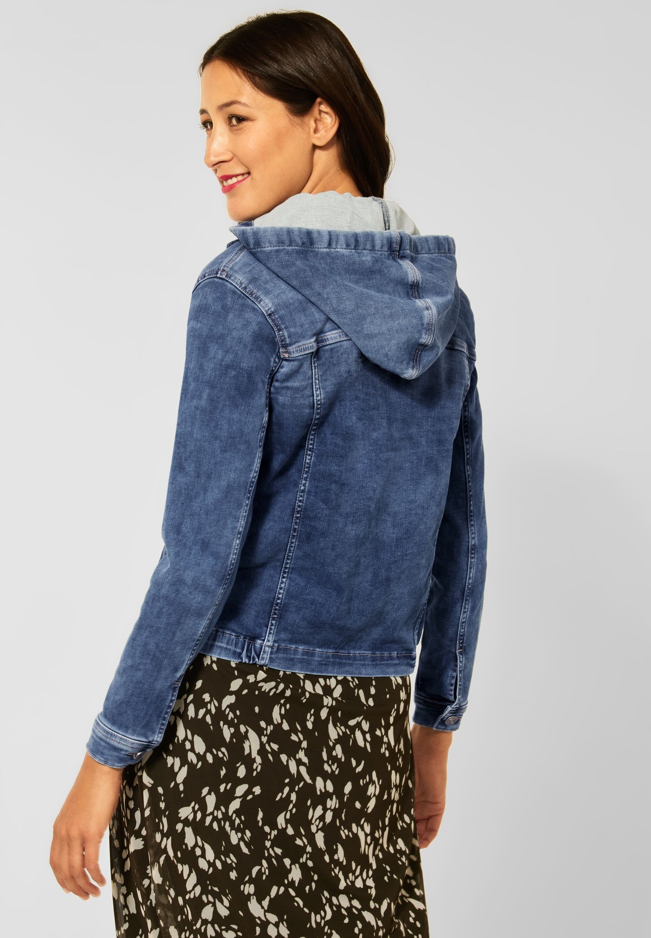 STREET ONE Outdoorjacke Street One Blaue Jeansjacke in Blue Denim Washed (1- St) Nicht Vorhanden