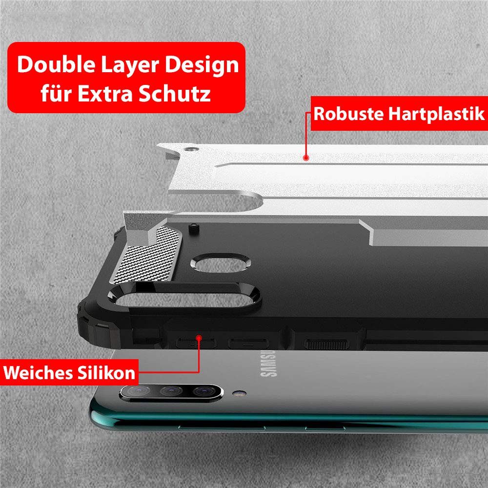 FITSU Handyhülle Outdoor Hülle für Samsung Galaxy A70 Schwarz, Robuste Handyhülle Outdoor Case stabile Schutzhülle mit Eckenschutz
