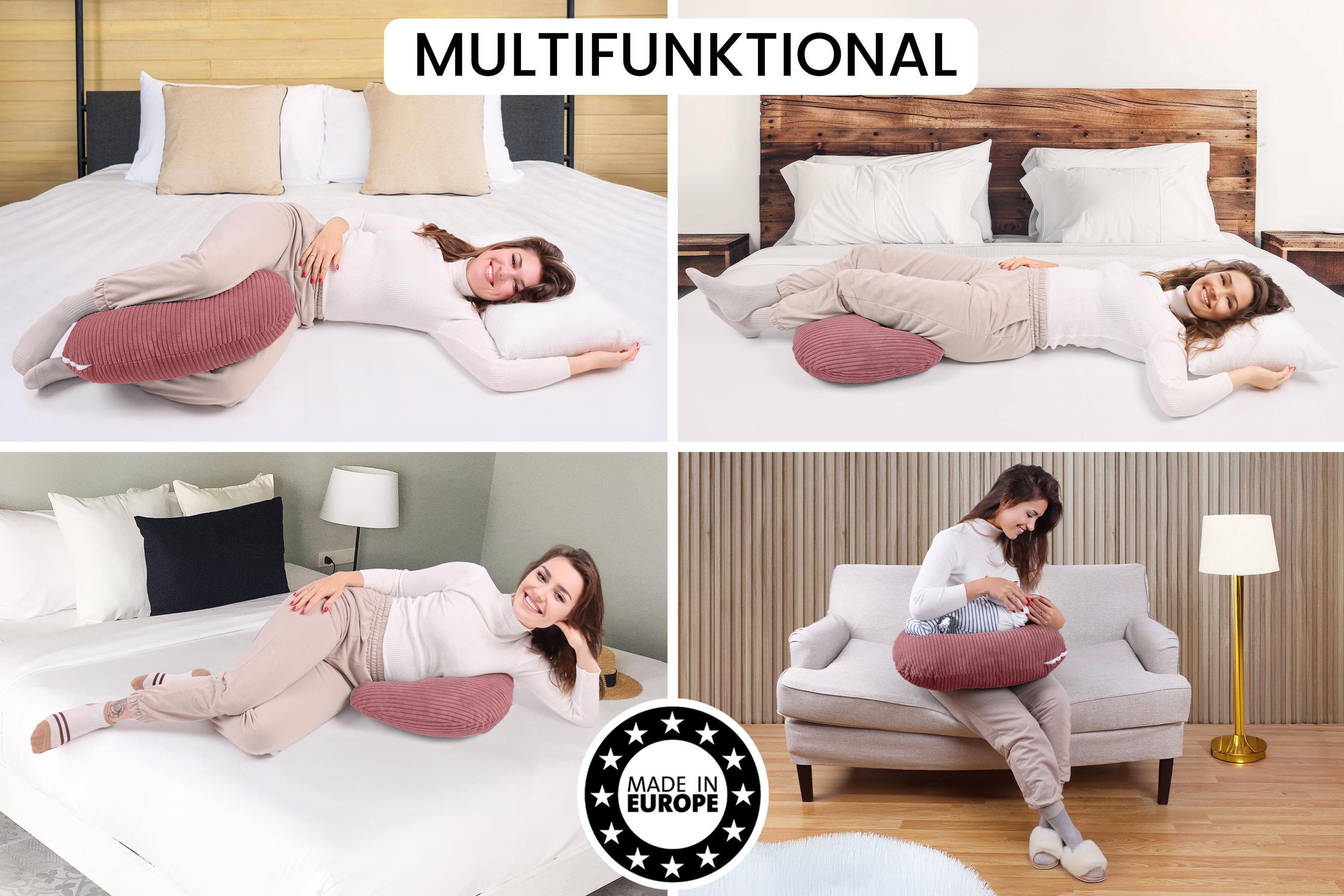 Amilian Stillkissen - Lagerungskissen - Schwangerschaftskissen mit Füllung und Bezug, Stillmond - Stillhörnchen - pregnancy pillow, für Mütter und Babys