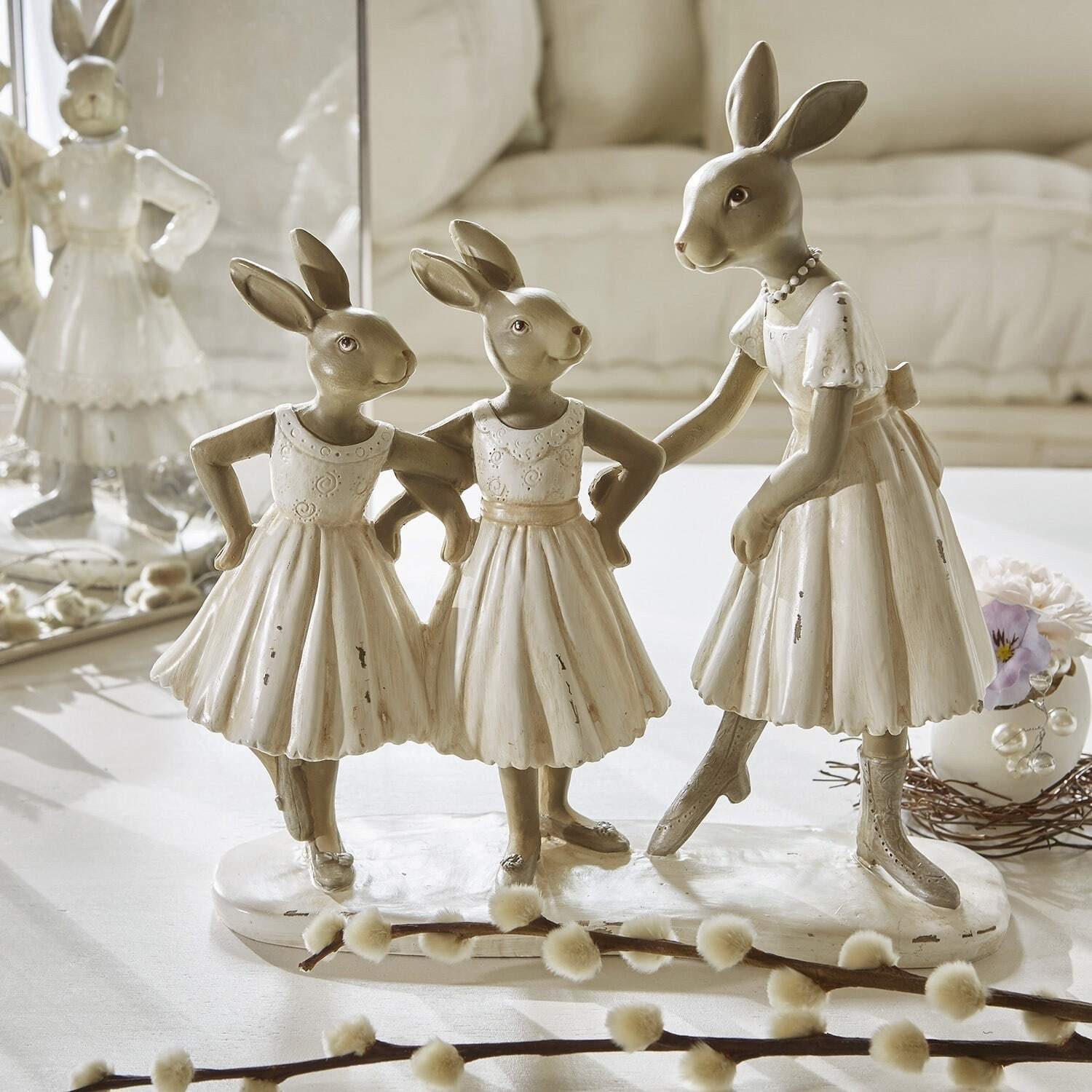 Mirabeau Osterfigur Hasen Danseuses creme/braun günstig online kaufen