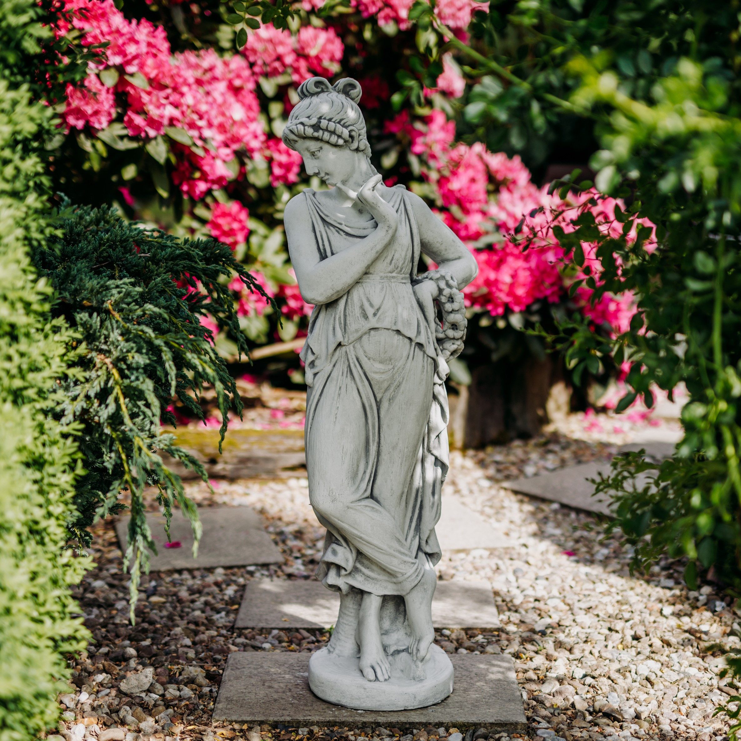 gartendekoparadies.de Gartenfigur Antike Frauenstatue Steinfigur Göttin 121 cm Steinguss 76 kg, Frostsicher