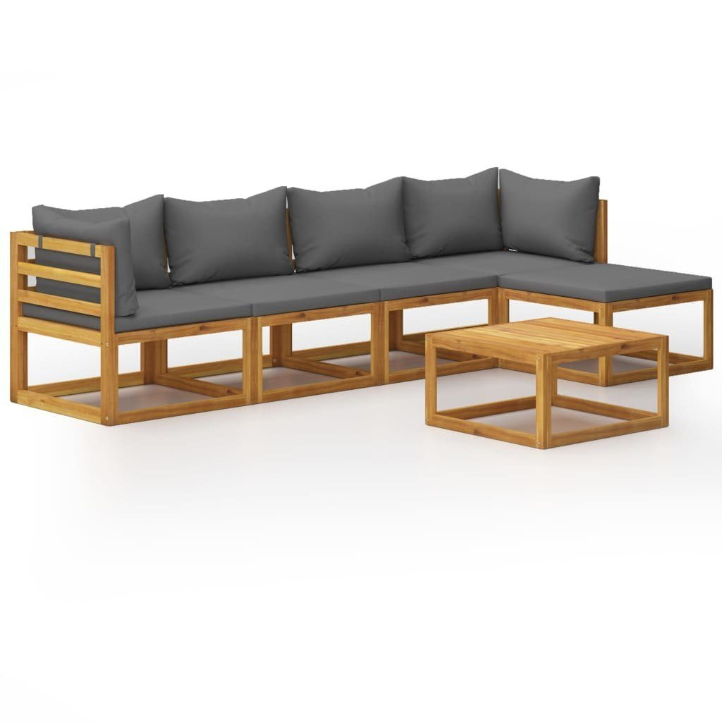 Akazie, Gartenlounge-Set (1-tlg) vidaXL Auflagen 6-tlg. Massivholz mit Garten-Lounge-Set