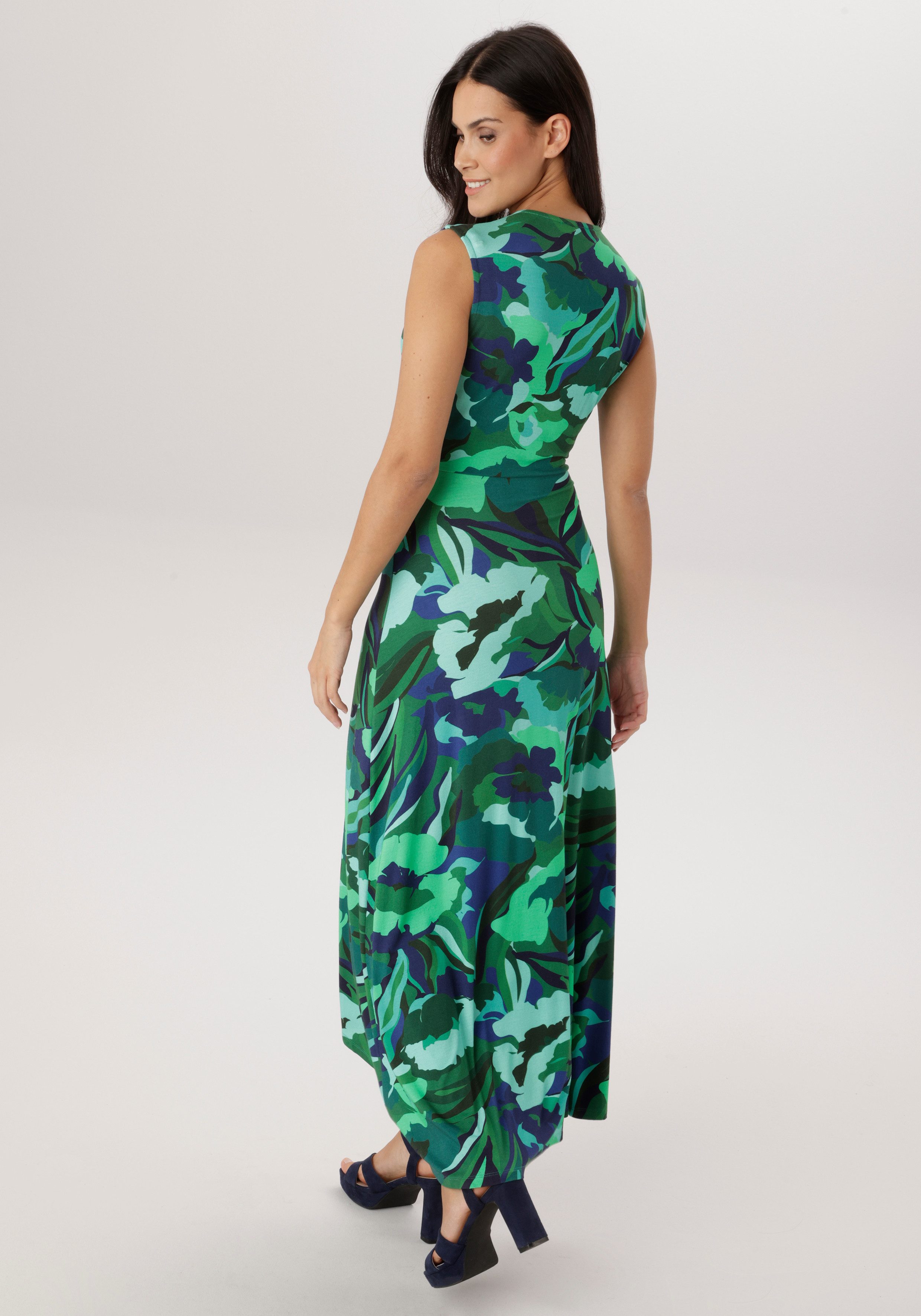 Aniston SELECTED Jerseykleid in Wickeloptik und vorne gebogter Saum