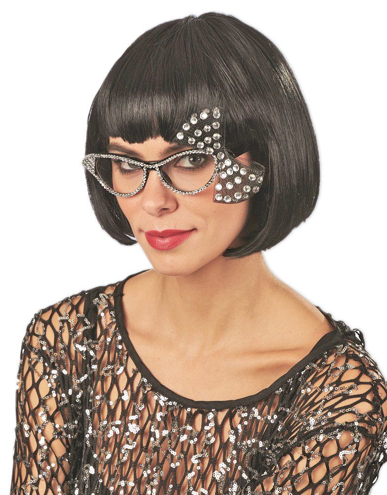 andrea-moden Verkleidungsmaske Cat Eye Brille mit Strass und Schleife - Sch günstig online kaufen
