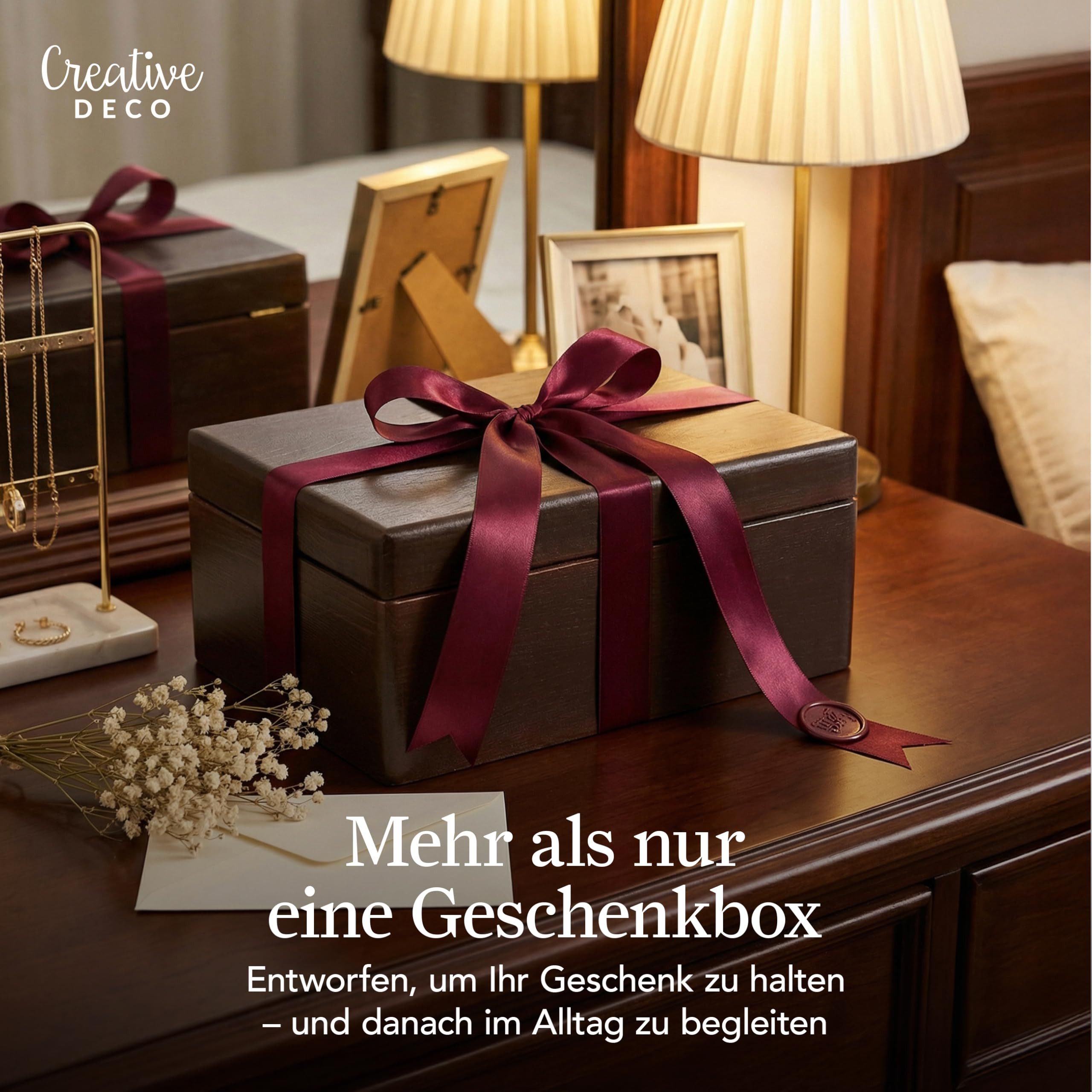 Creative Deco Holzkiste mit Deckel Groß Erinnerungsbox Baby 30 x 20 x 14 cm – Bild 4 von 5