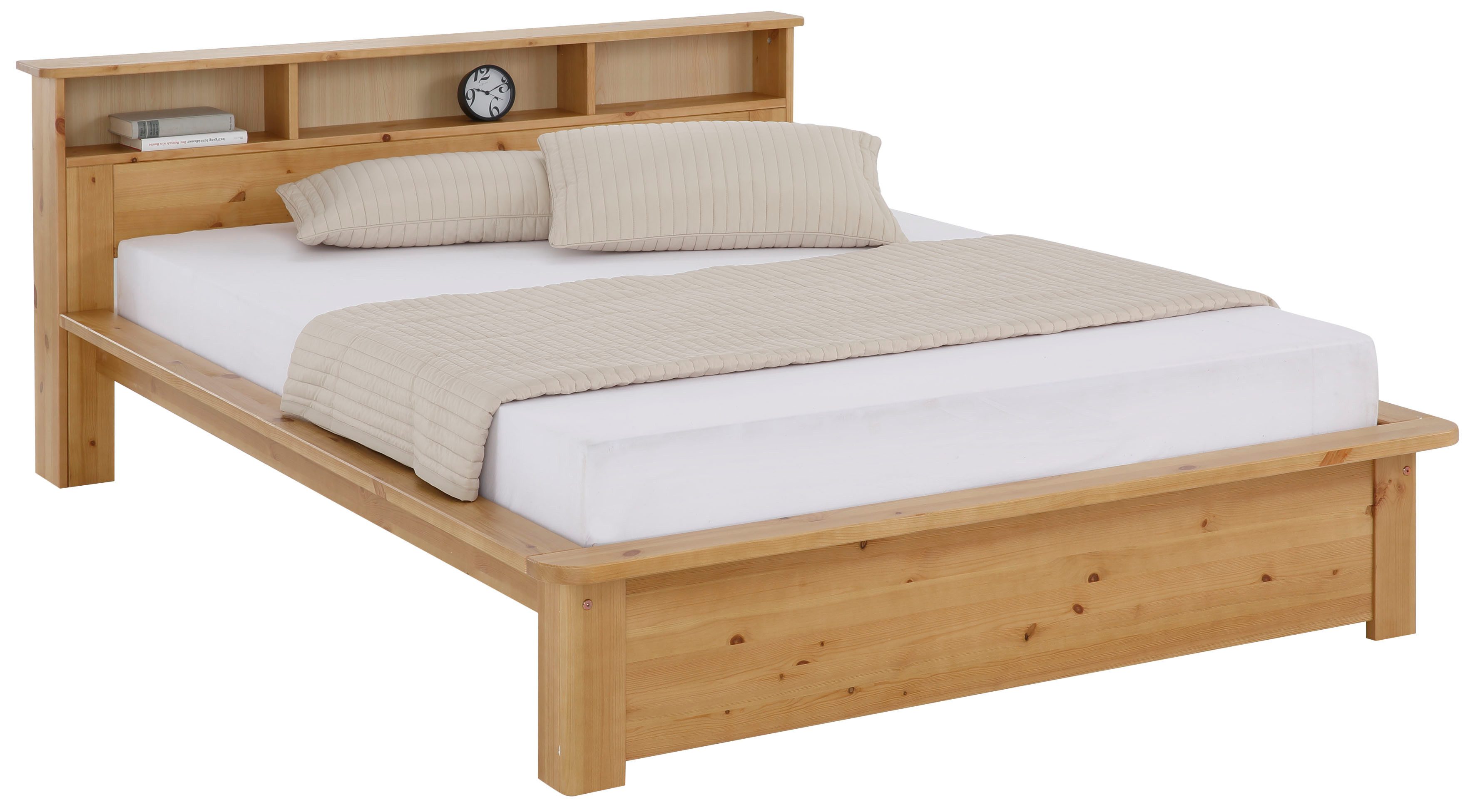Home affaire Massivholzbett "KERO" BESTSELLER! Stauraum im Kopfteil, zertifiziertes Massivholz (Kiefer), optional mit Schublade