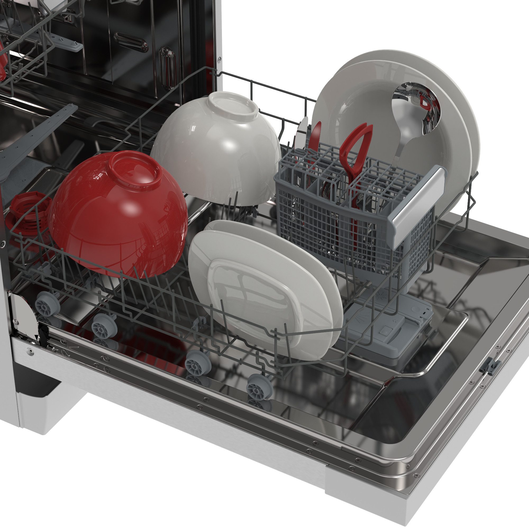 Sharp Standgeschirrspüler QW-WNA4YF42AI-DE, 9 l, 14 Maßgedecke, SteamWash, AutoDoor, DualProWash, AquaStop