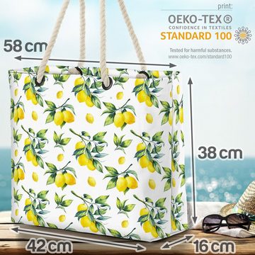VOID Strandtasche (1-tlg), Sommer Zitronen Beach Bag Zitrone Küche Muster Obst Essen Kochen Pflanze Zitrus