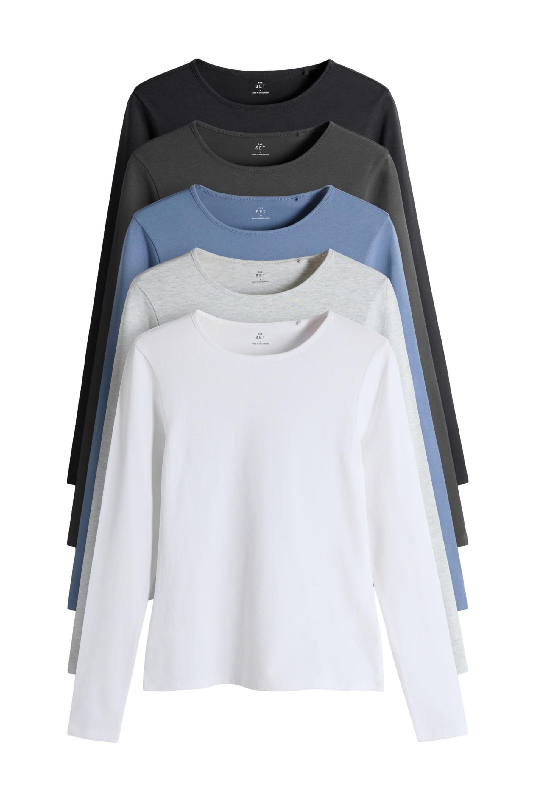 The Set Langarmshirt The Set Langarmshirts mit Rundhalsausschnitt, (5-tlg) günstig online kaufen